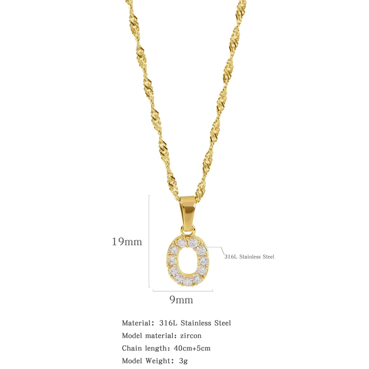 Wholesale Jewelry Retro Style Stainless Steel Water Wave Chain Pendant Necklace With English Letters And Constellation Pattern And Electroplating Design - Image 20