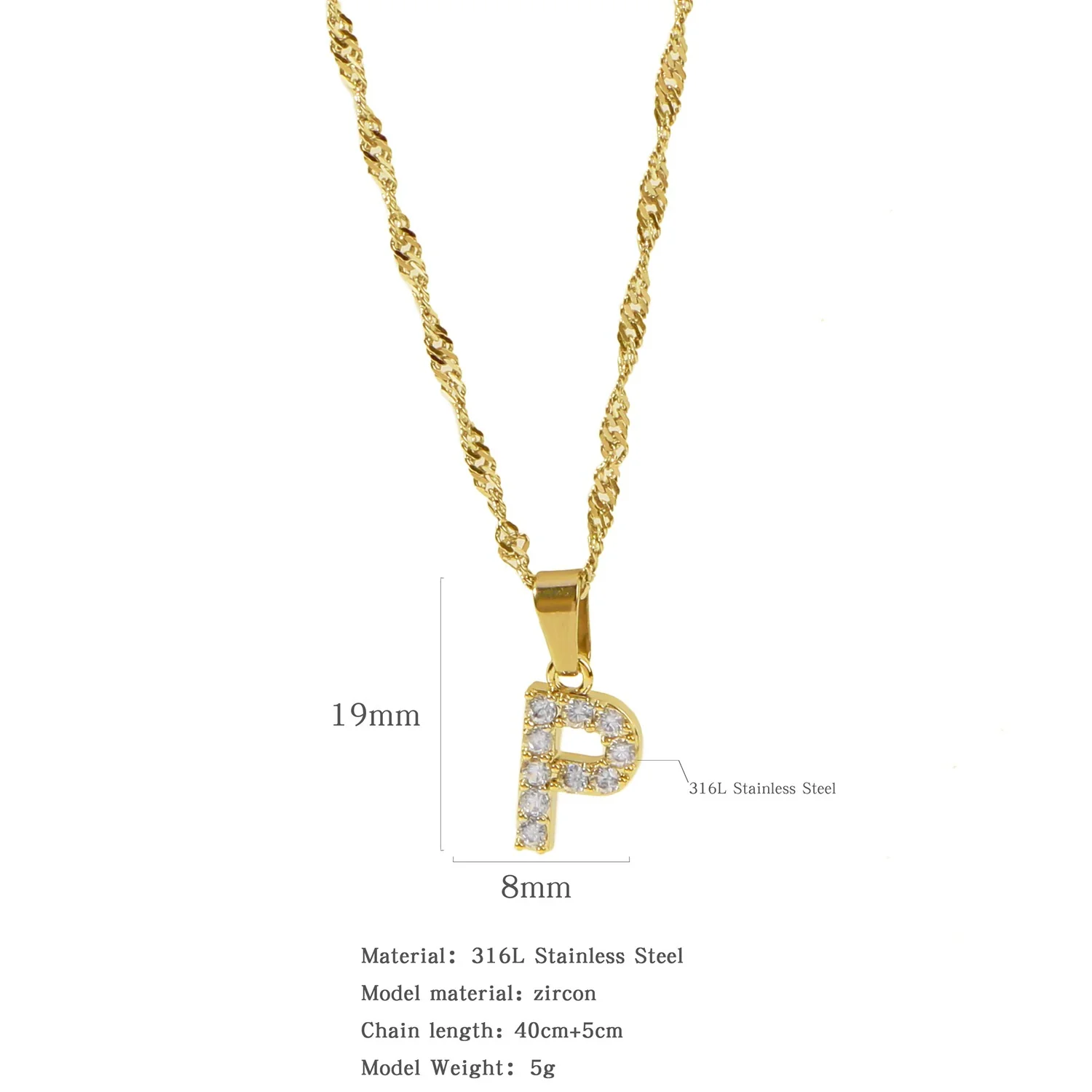 Wholesale Jewelry Retro Style Stainless Steel Water Wave Chain Pendant Necklace With English Letters And Constellation Pattern And Electroplating Design - Image 21