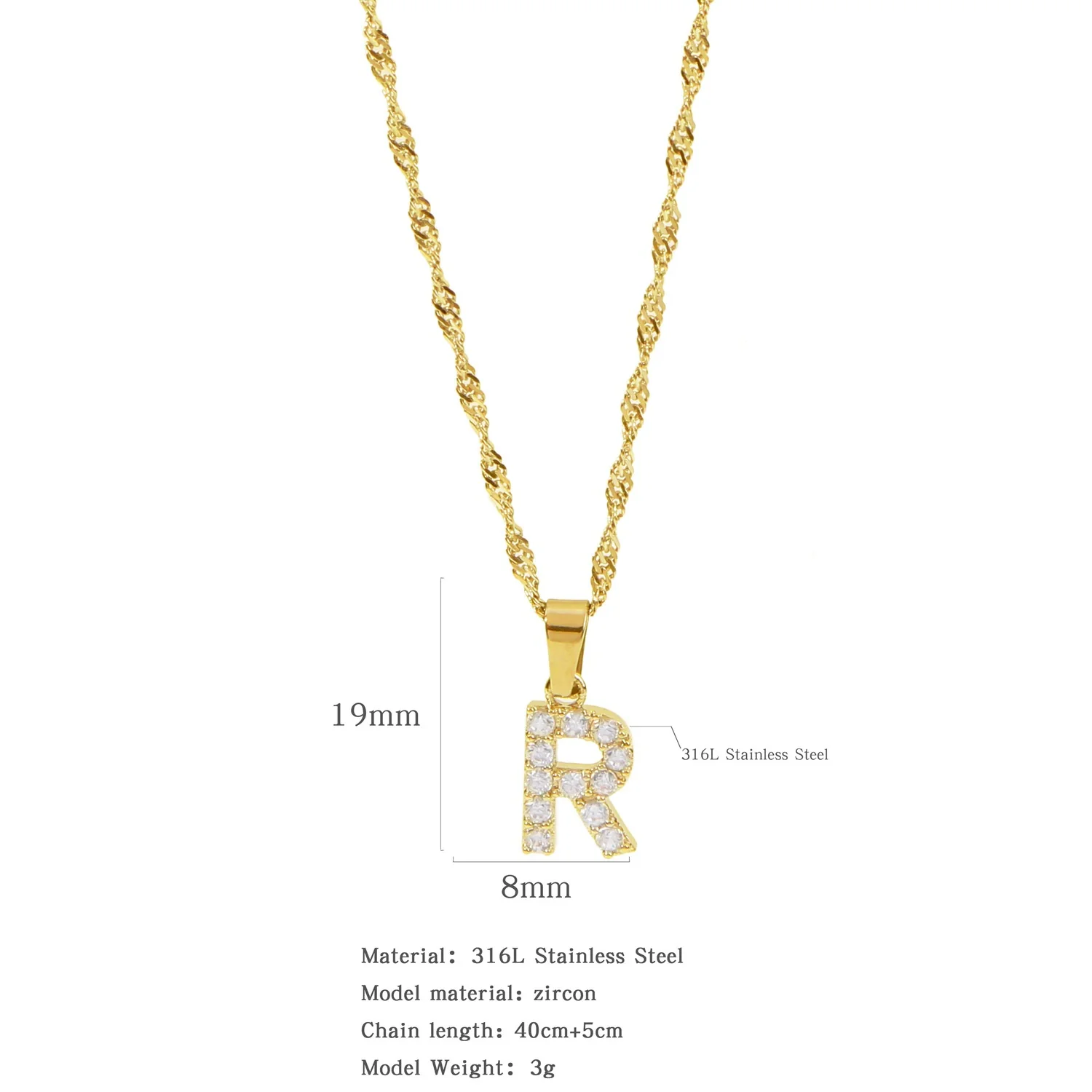 Wholesale Jewelry Retro Style Stainless Steel Water Wave Chain Pendant Necklace With English Letters And Constellation Pattern And Electroplating Design - Image 23