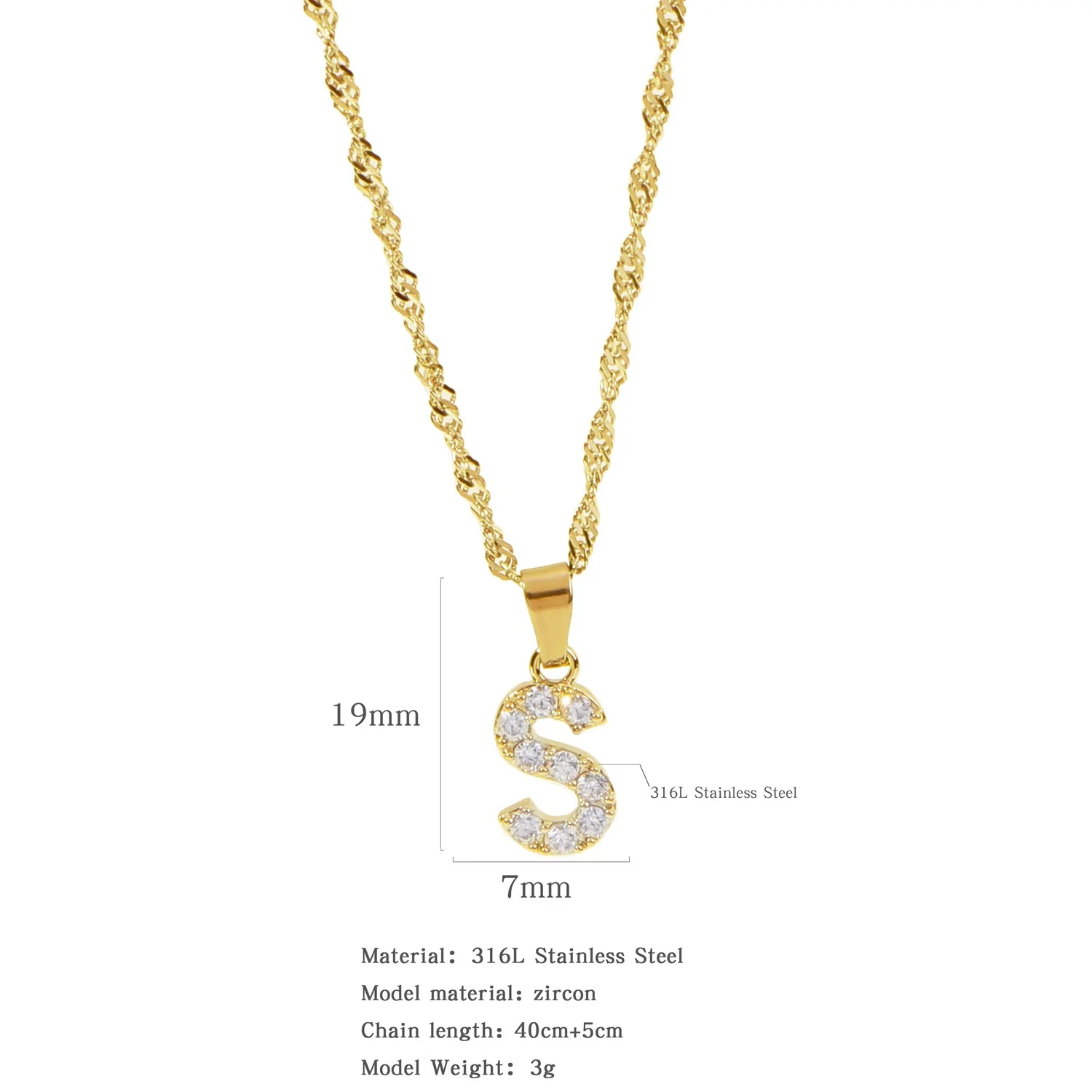 Wholesale Jewelry Retro Style Stainless Steel Water Wave Chain Pendant Necklace With English Letters And Constellation Pattern And Electroplating Design - Image 24