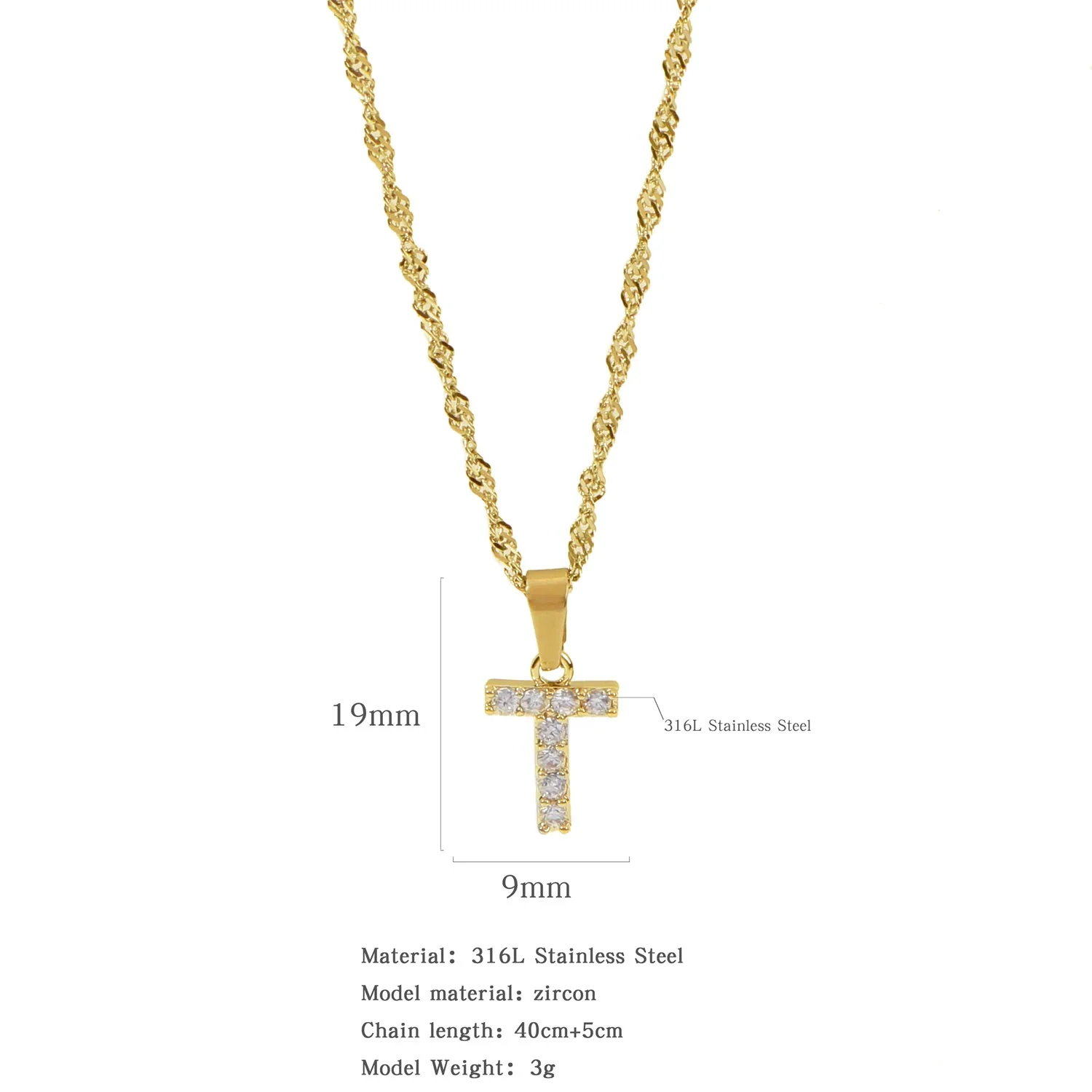 Wholesale Jewelry Retro Style Stainless Steel Water Wave Chain Pendant Necklace With English Letters And Constellation Pattern And Electroplating Design - Image 25