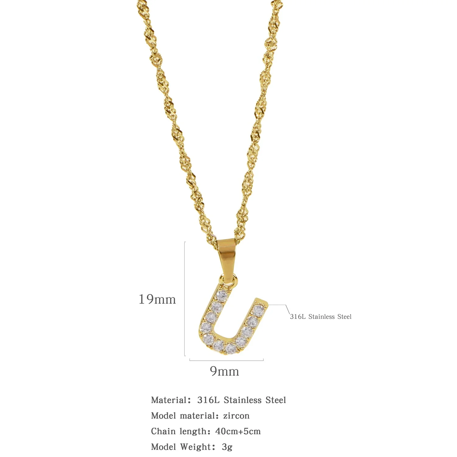 Wholesale Jewelry Retro Style Stainless Steel Water Wave Chain Pendant Necklace With English Letters And Constellation Pattern And Electroplating Design - Image 26