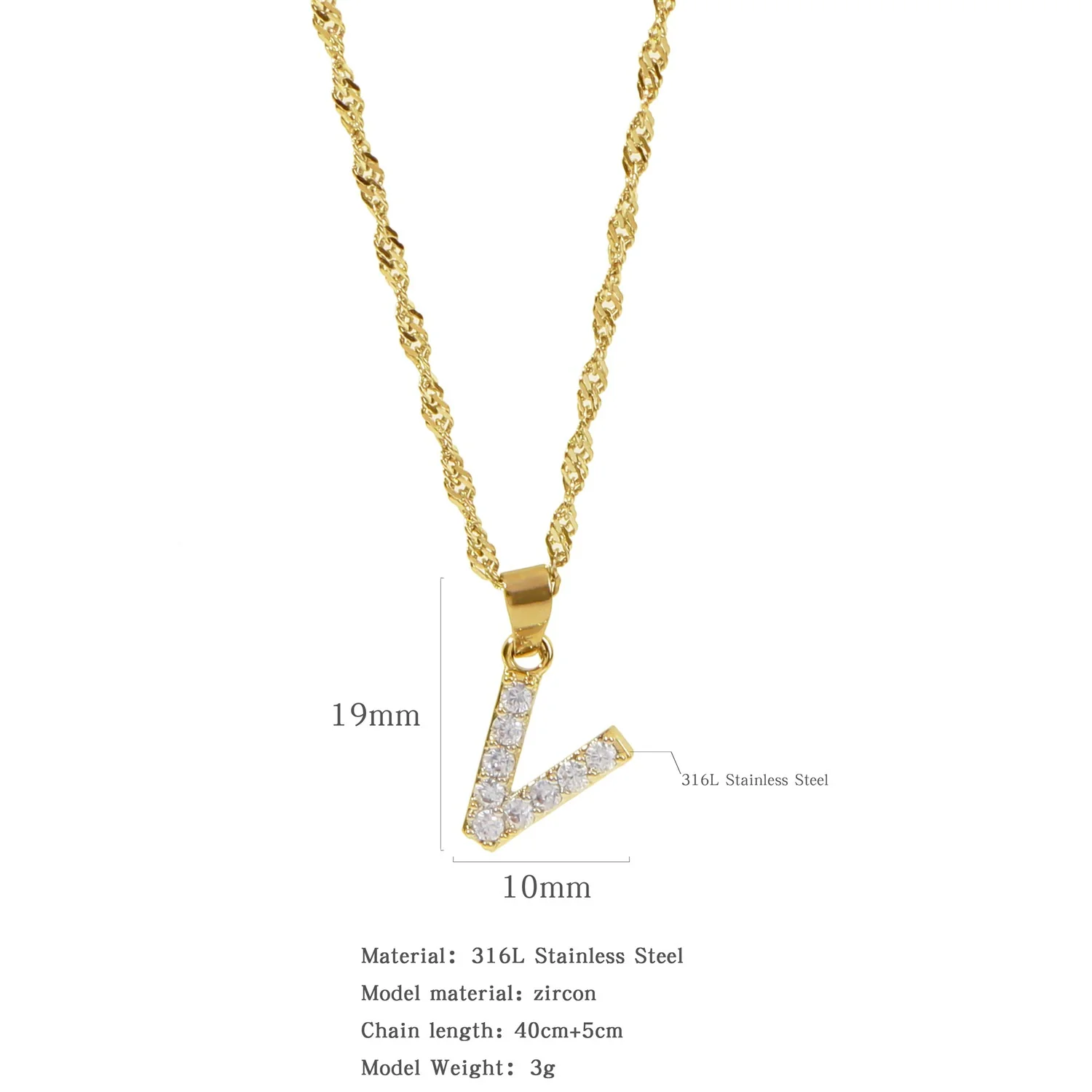 Wholesale Jewelry Retro Style Stainless Steel Water Wave Chain Pendant Necklace With English Letters And Constellation Pattern And Electroplating Design - Image 27
