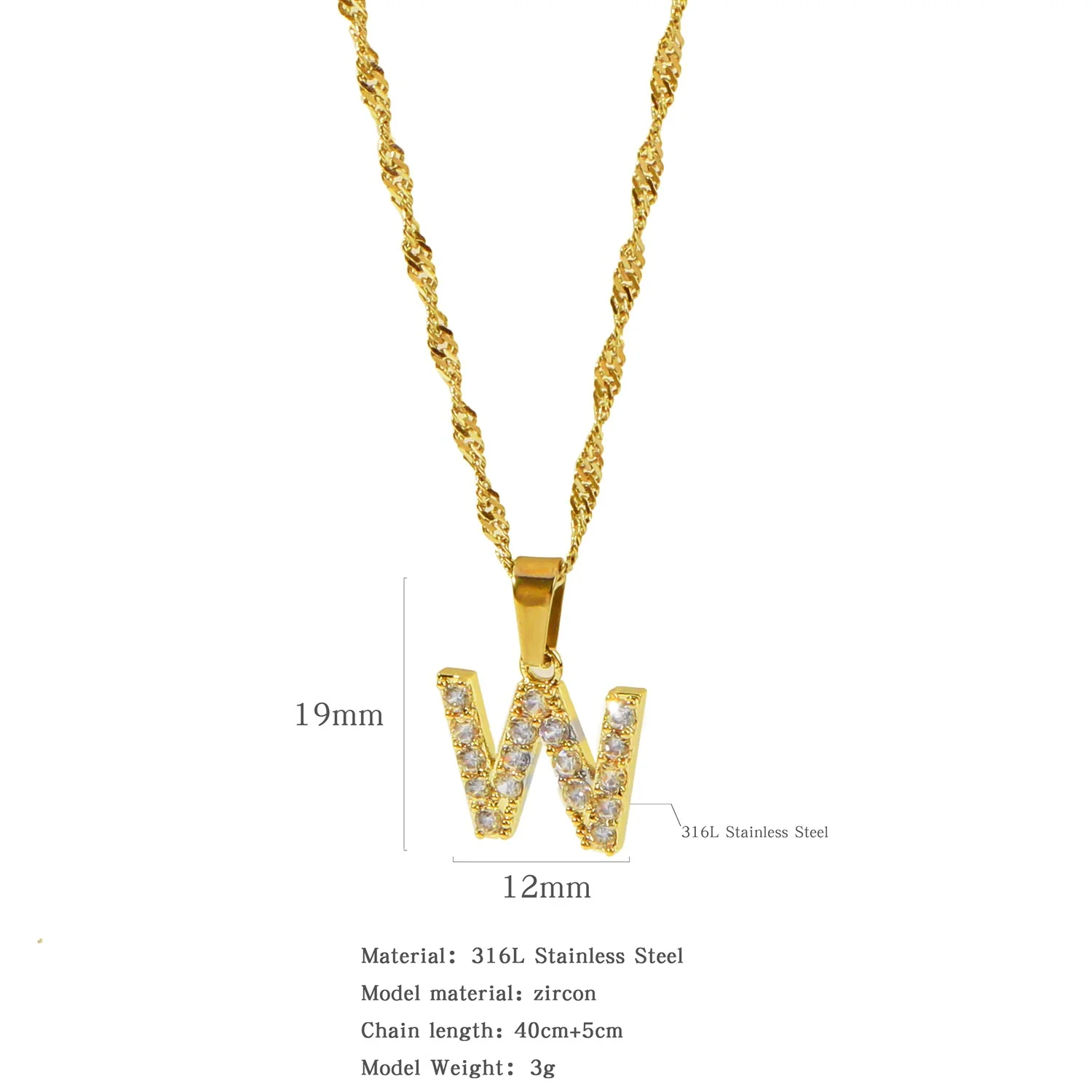 Wholesale Jewelry Retro Style Stainless Steel Water Wave Chain Pendant Necklace With English Letters And Constellation Pattern And Electroplating Design - Image 28