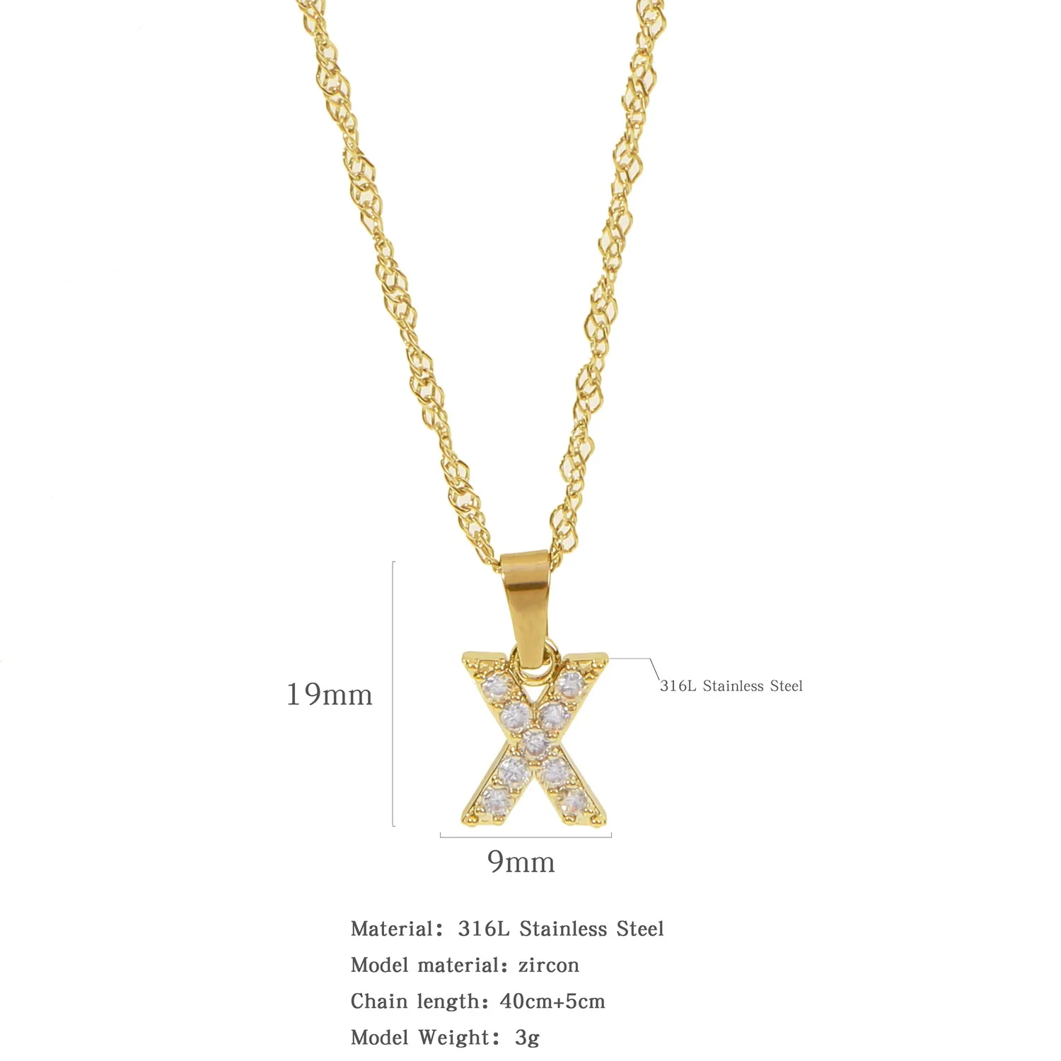 Wholesale Jewelry Retro Style Stainless Steel Water Wave Chain Pendant Necklace With English Letters And Constellation Pattern And Electroplating Design - Image 29