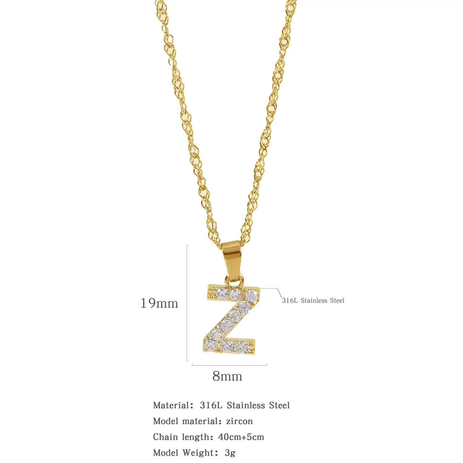 Wholesale Jewelry Retro Style Stainless Steel Water Wave Chain Pendant Necklace With English Letters And Constellation Pattern And Electroplating Design - Image 31