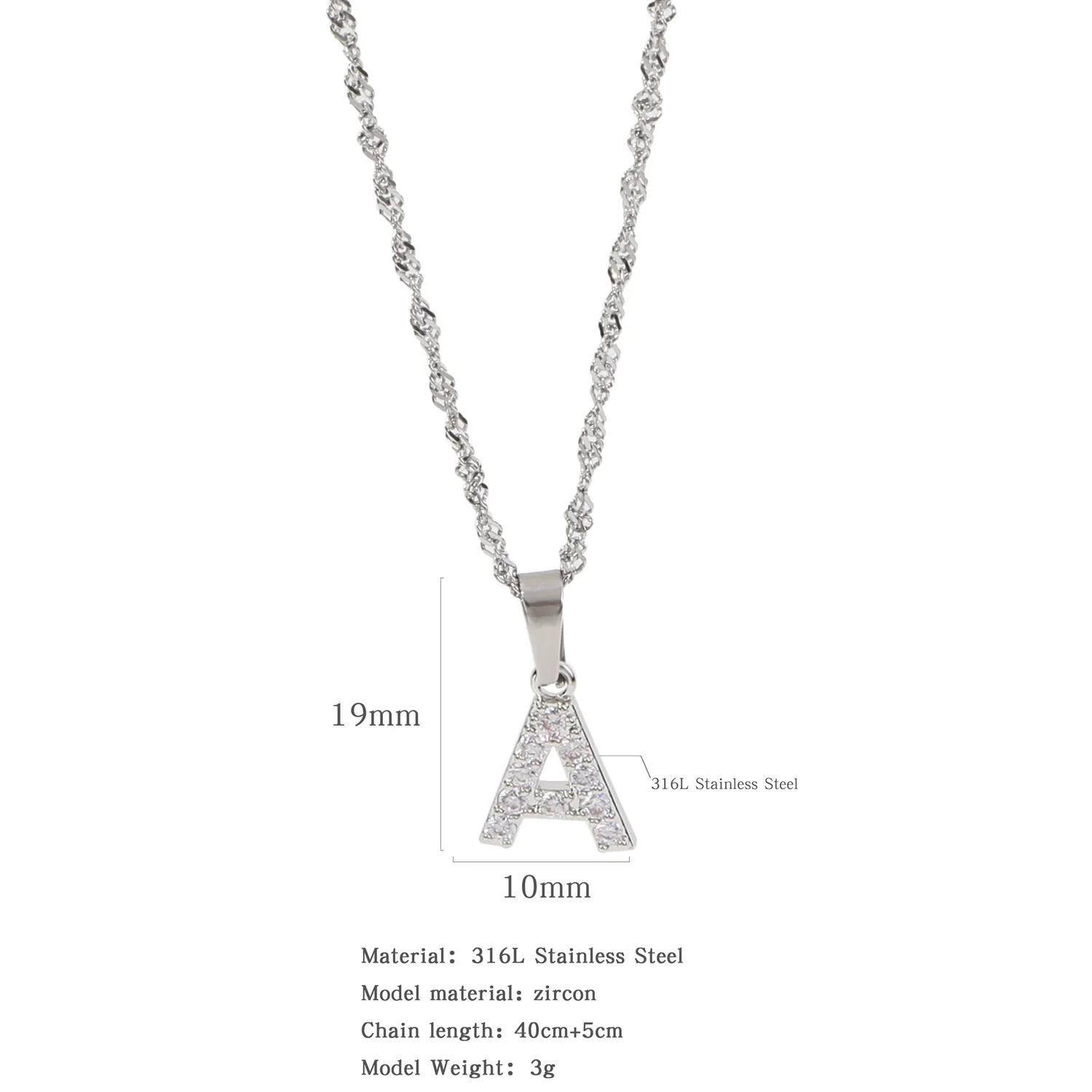 Wholesale Jewelry Retro Style Stainless Steel Water Wave Chain Pendant Necklace With English Letters And Constellation Pattern And Electroplating Design - Image 32