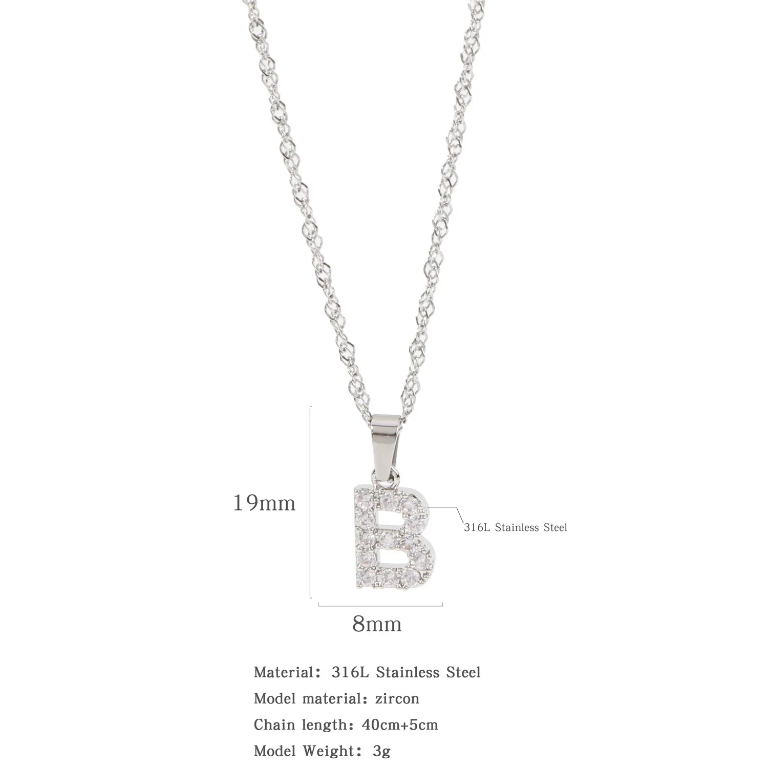 Wholesale Jewelry Retro Style Stainless Steel Water Wave Chain Pendant Necklace With English Letters And Constellation Pattern And Electroplating Design - Image 33