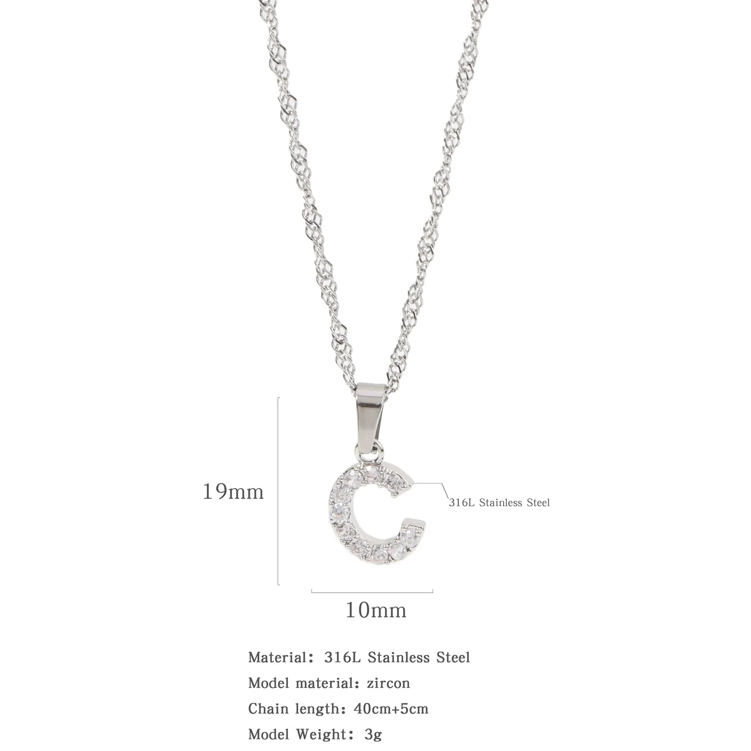 Wholesale Jewelry Retro Style Stainless Steel Water Wave Chain Pendant Necklace With English Letters And Constellation Pattern And Electroplating Design - Image 34