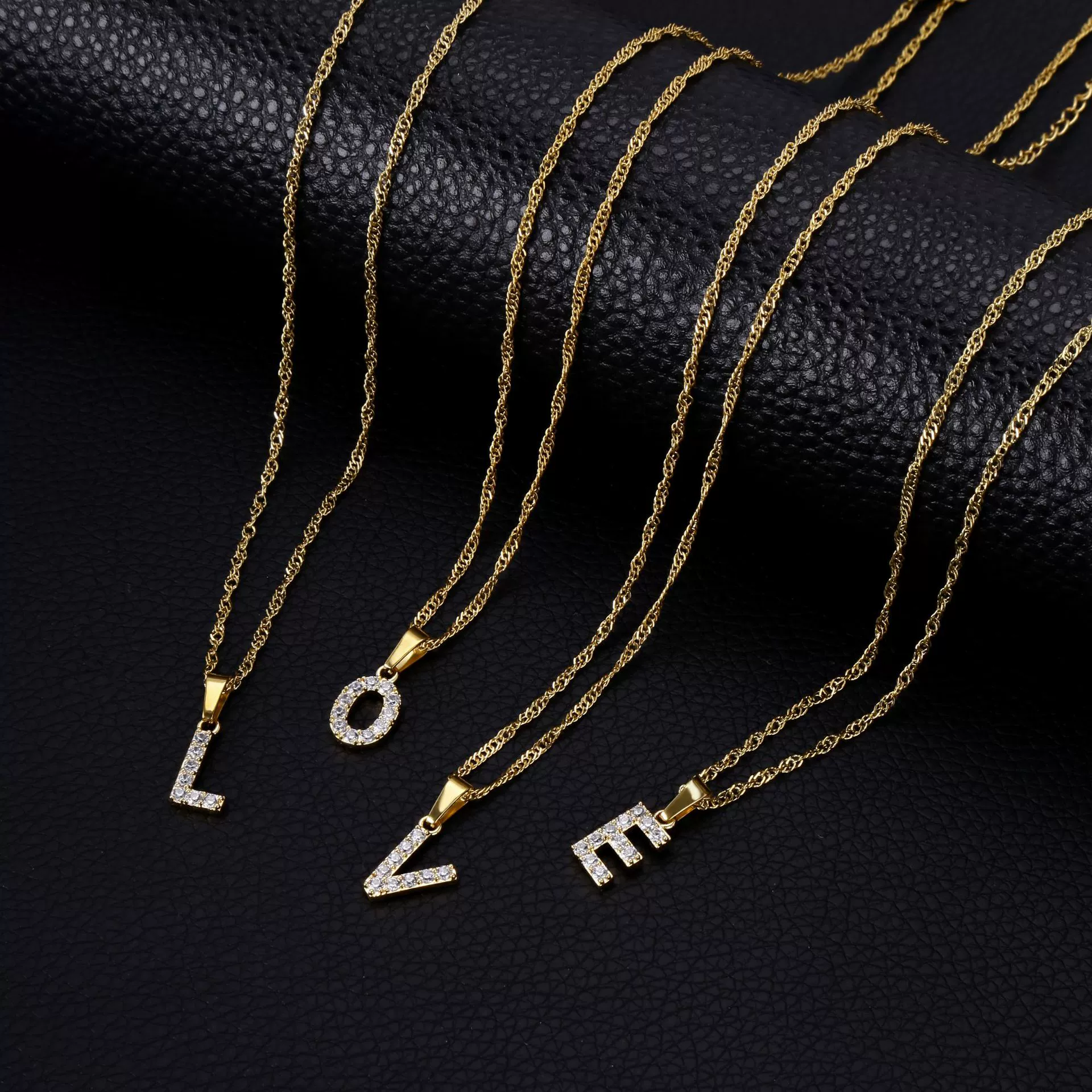 Wholesale Jewelry Retro Style Stainless Steel Water Wave Chain Pendant Necklace With English Letters And Constellation Pattern And Electroplating Design - Image 4