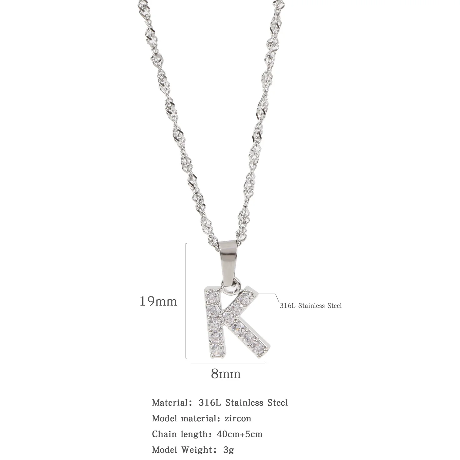 Wholesale Jewelry Retro Style Stainless Steel Water Wave Chain Pendant Necklace With English Letters And Constellation Pattern And Electroplating Design - Image 42