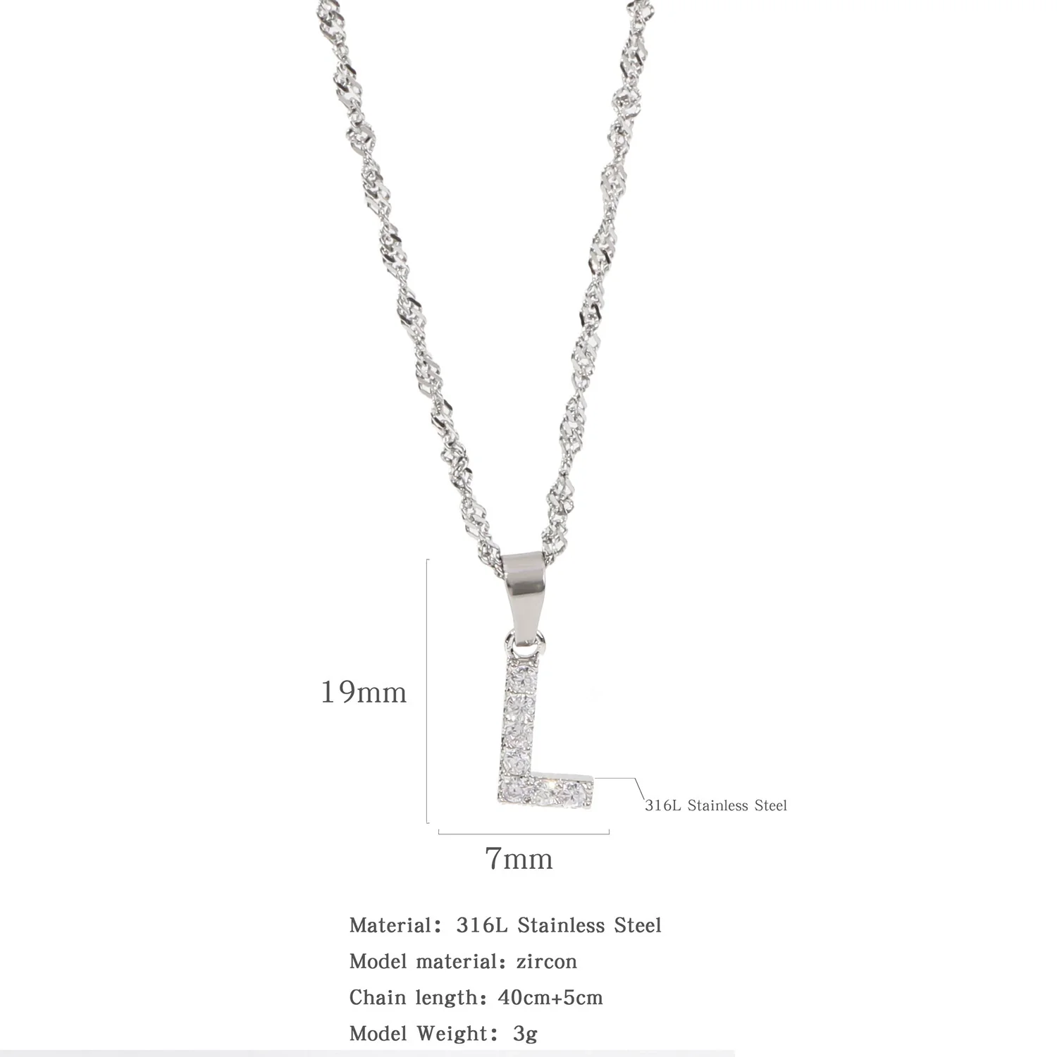 Wholesale Jewelry Retro Style Stainless Steel Water Wave Chain Pendant Necklace With English Letters And Constellation Pattern And Electroplating Design - Image 43
