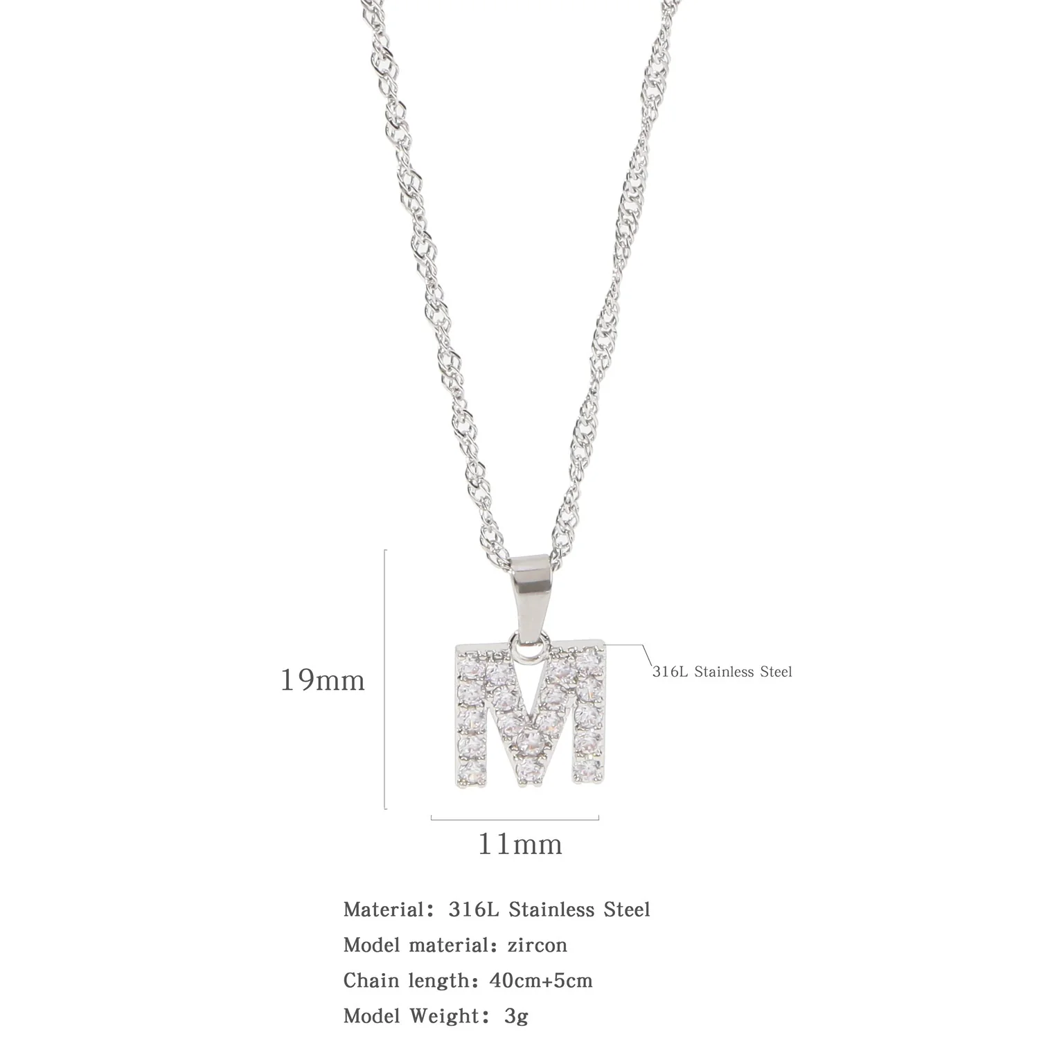 Wholesale Jewelry Retro Style Stainless Steel Water Wave Chain Pendant Necklace With English Letters And Constellation Pattern And Electroplating Design - Image 44
