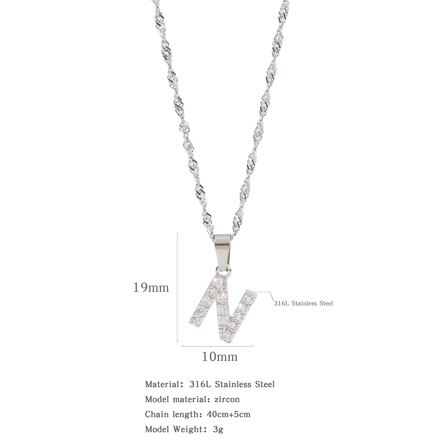 Wholesale Jewelry Retro Style Stainless Steel Water Wave Chain Pendant Necklace With English Letters And Constellation Pattern And Electroplating Design - Image 45