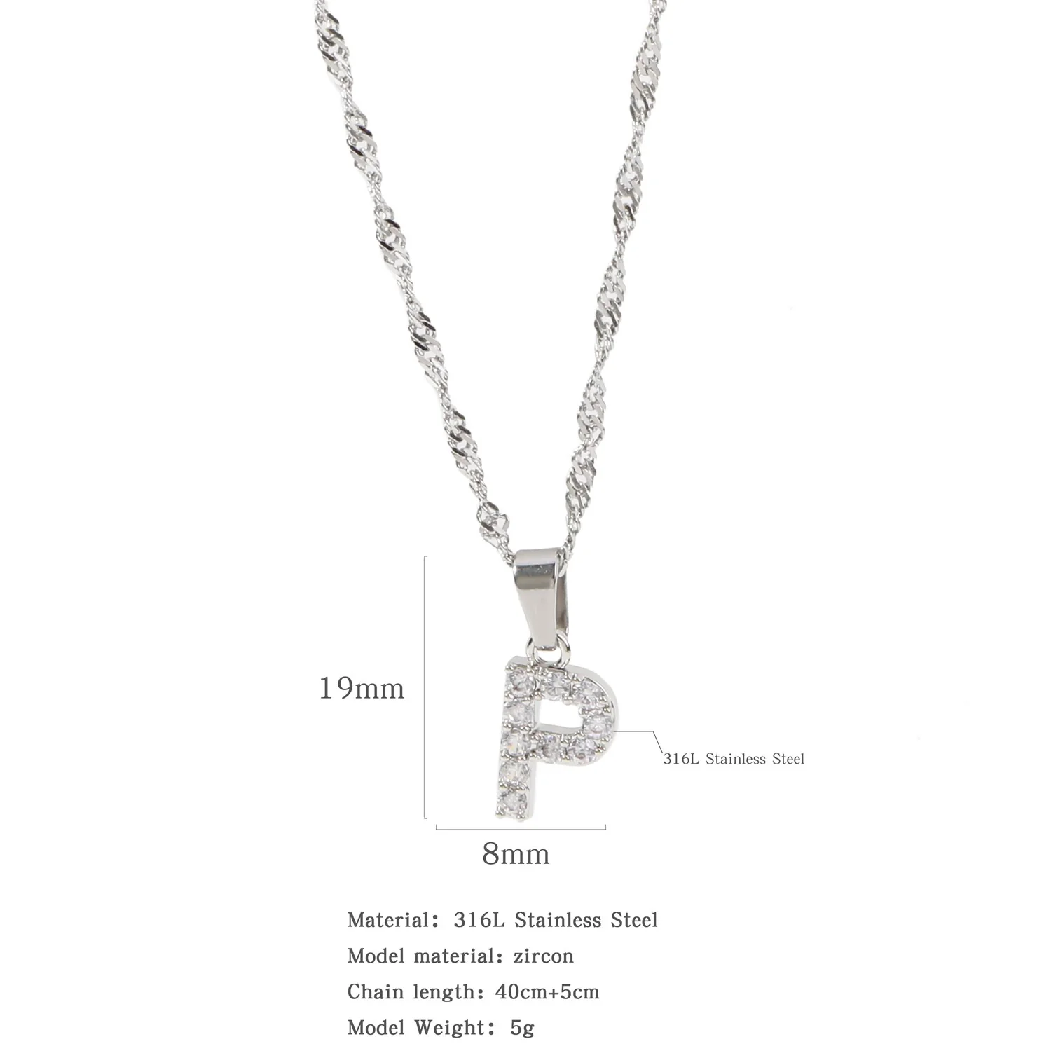 Wholesale Jewelry Retro Style Stainless Steel Water Wave Chain Pendant Necklace With English Letters And Constellation Pattern And Electroplating Design - Image 47
