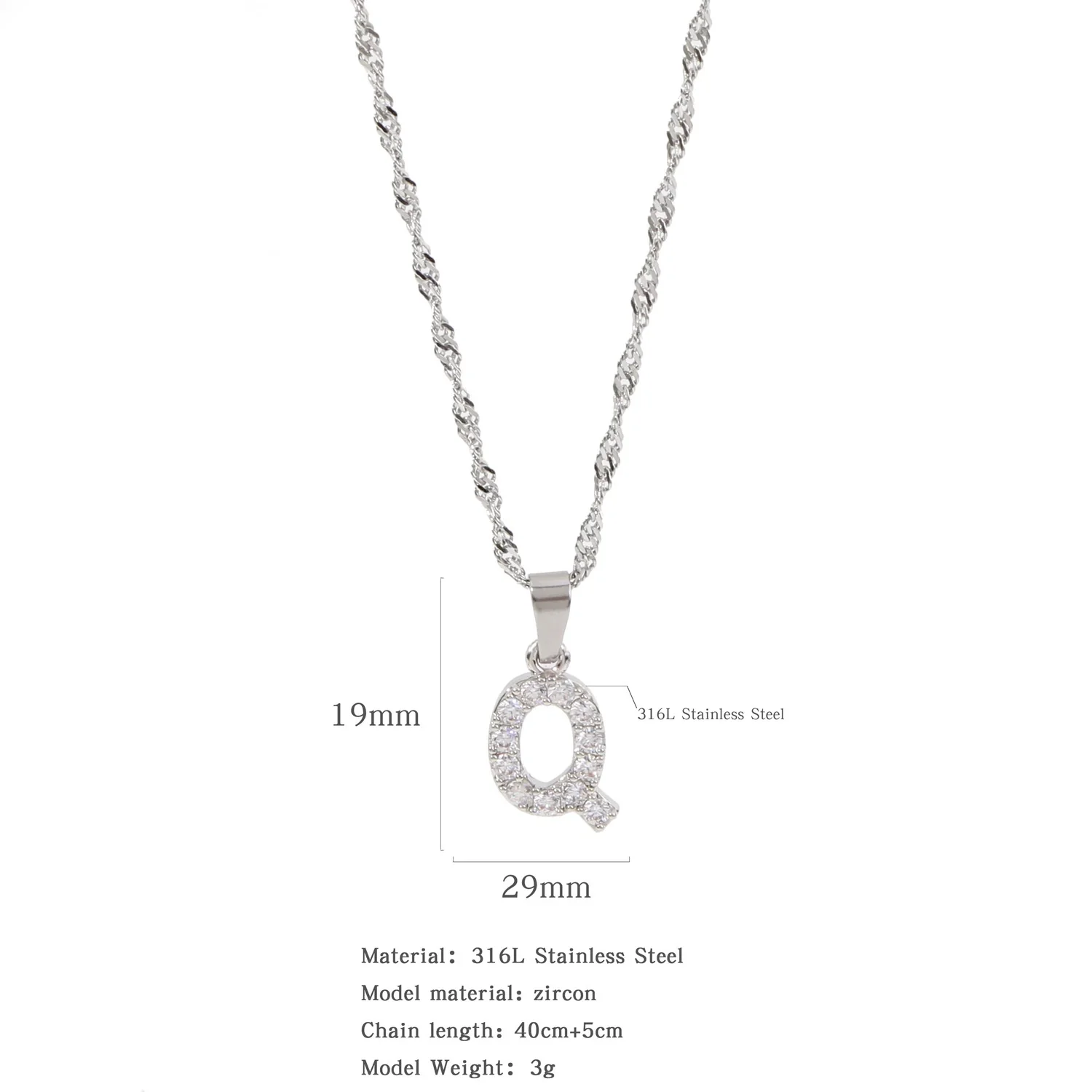 Wholesale Jewelry Retro Style Stainless Steel Water Wave Chain Pendant Necklace With English Letters And Constellation Pattern And Electroplating Design - Image 48