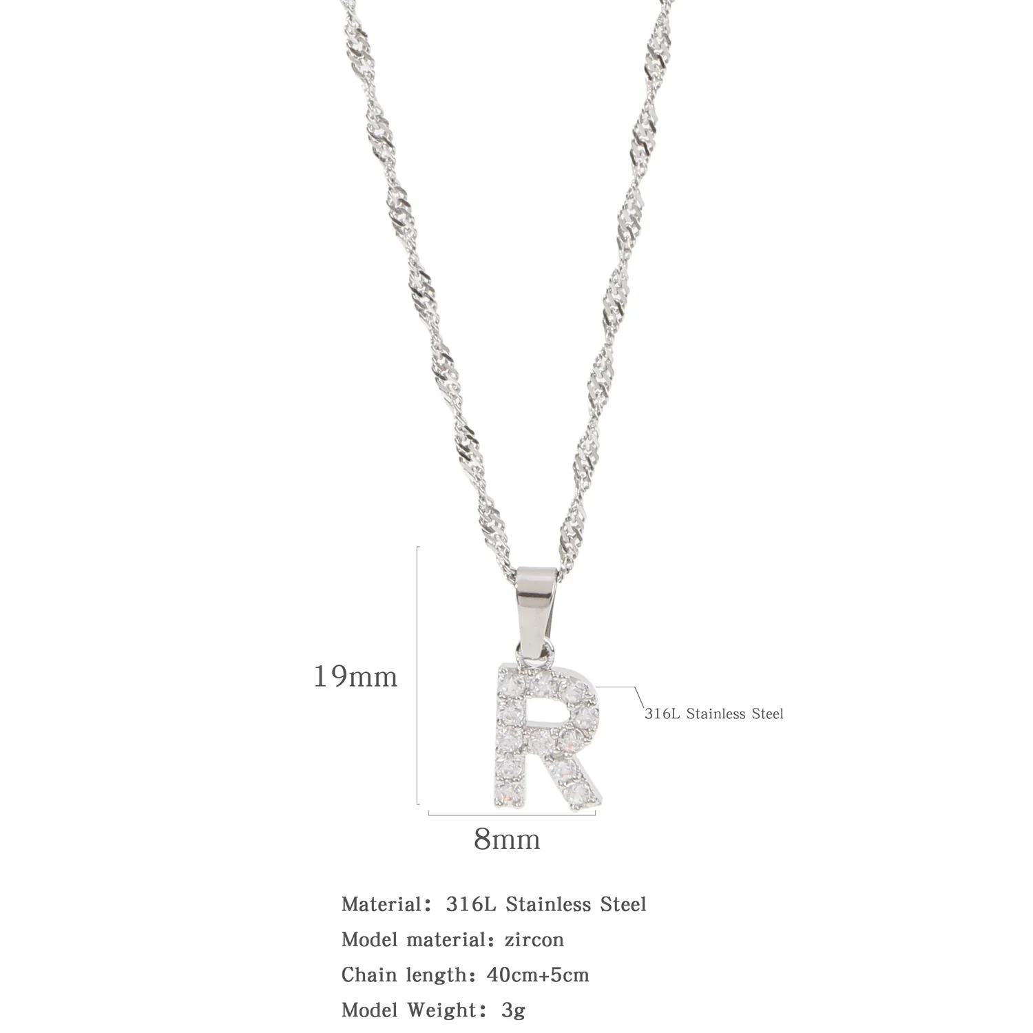 Wholesale Jewelry Retro Style Stainless Steel Water Wave Chain Pendant Necklace With English Letters And Constellation Pattern And Electroplating Design - Image 49