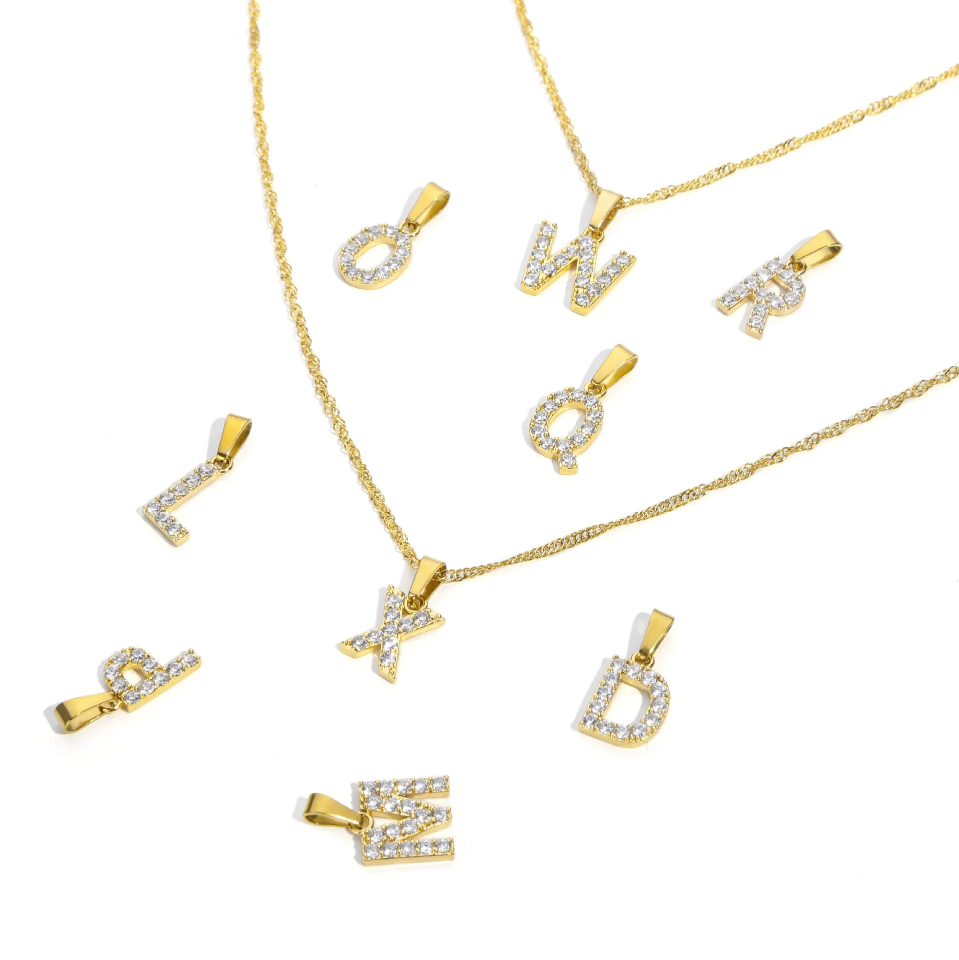 Wholesale Jewelry Retro Style Stainless Steel Water Wave Chain Pendant Necklace With English Letters And Constellation Pattern And Electroplating Design - Image 5
