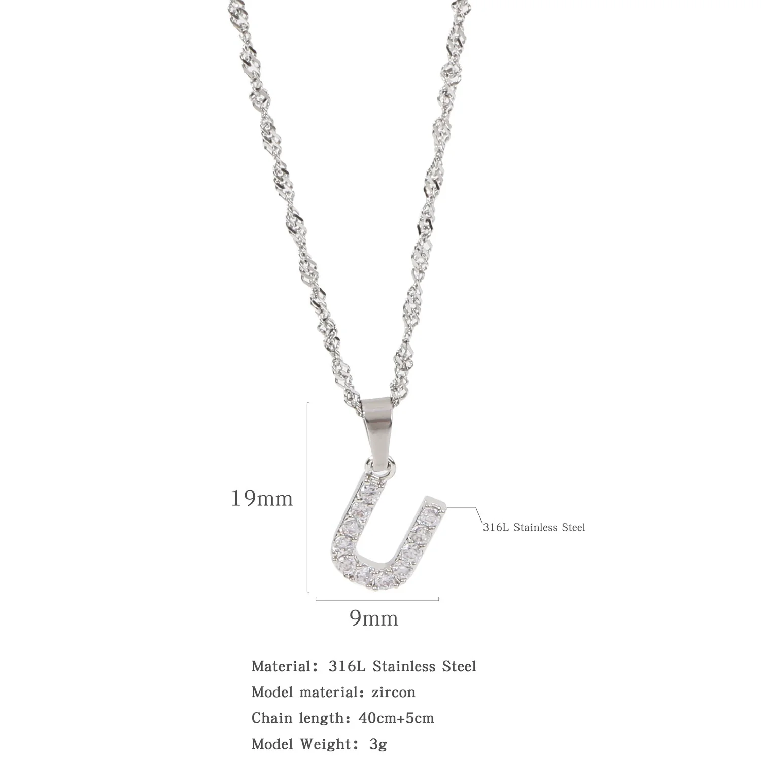 Wholesale Jewelry Retro Style Stainless Steel Water Wave Chain Pendant Necklace With English Letters And Constellation Pattern And Electroplating Design - Image 52