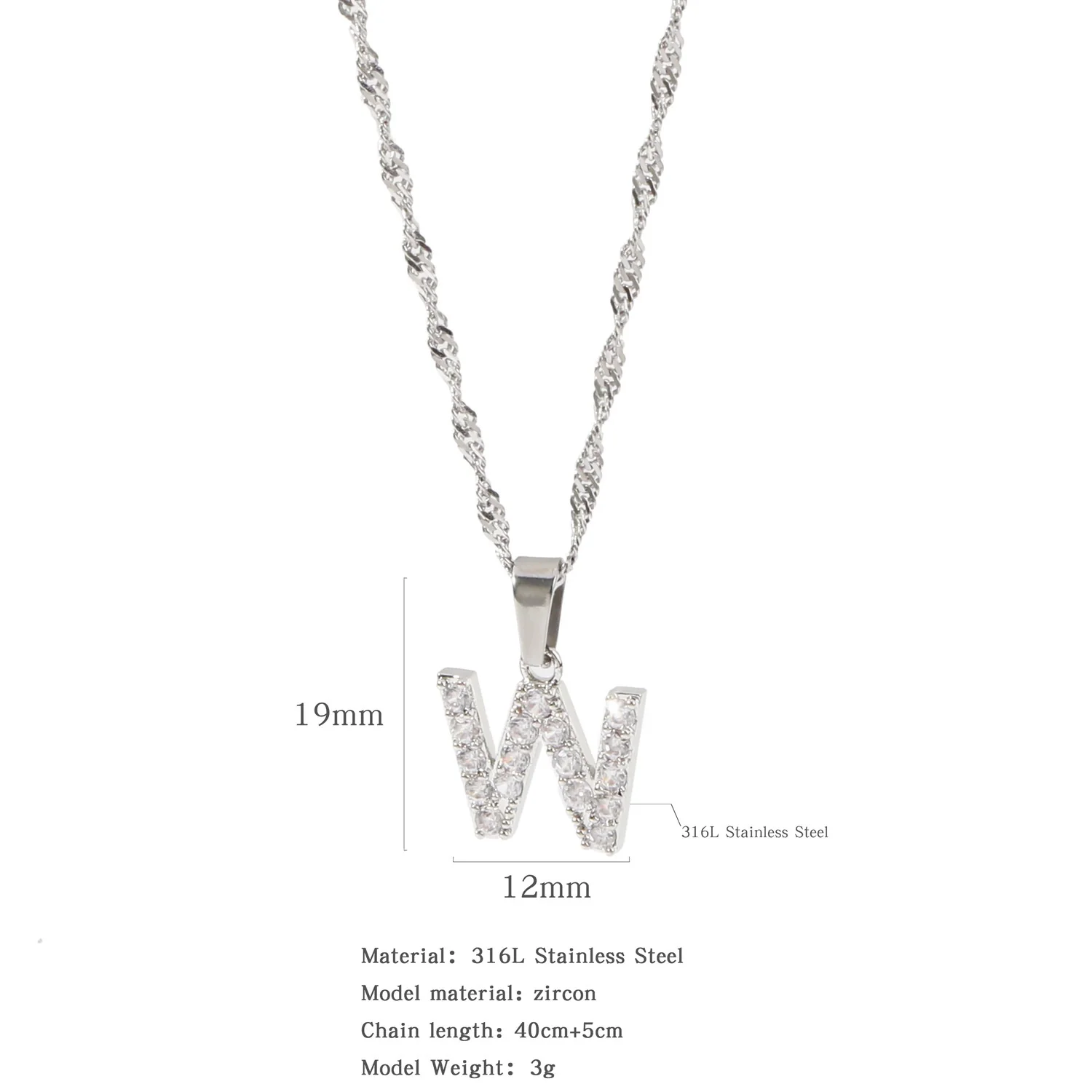 Wholesale Jewelry Retro Style Stainless Steel Water Wave Chain Pendant Necklace With English Letters And Constellation Pattern And Electroplating Design - Image 54