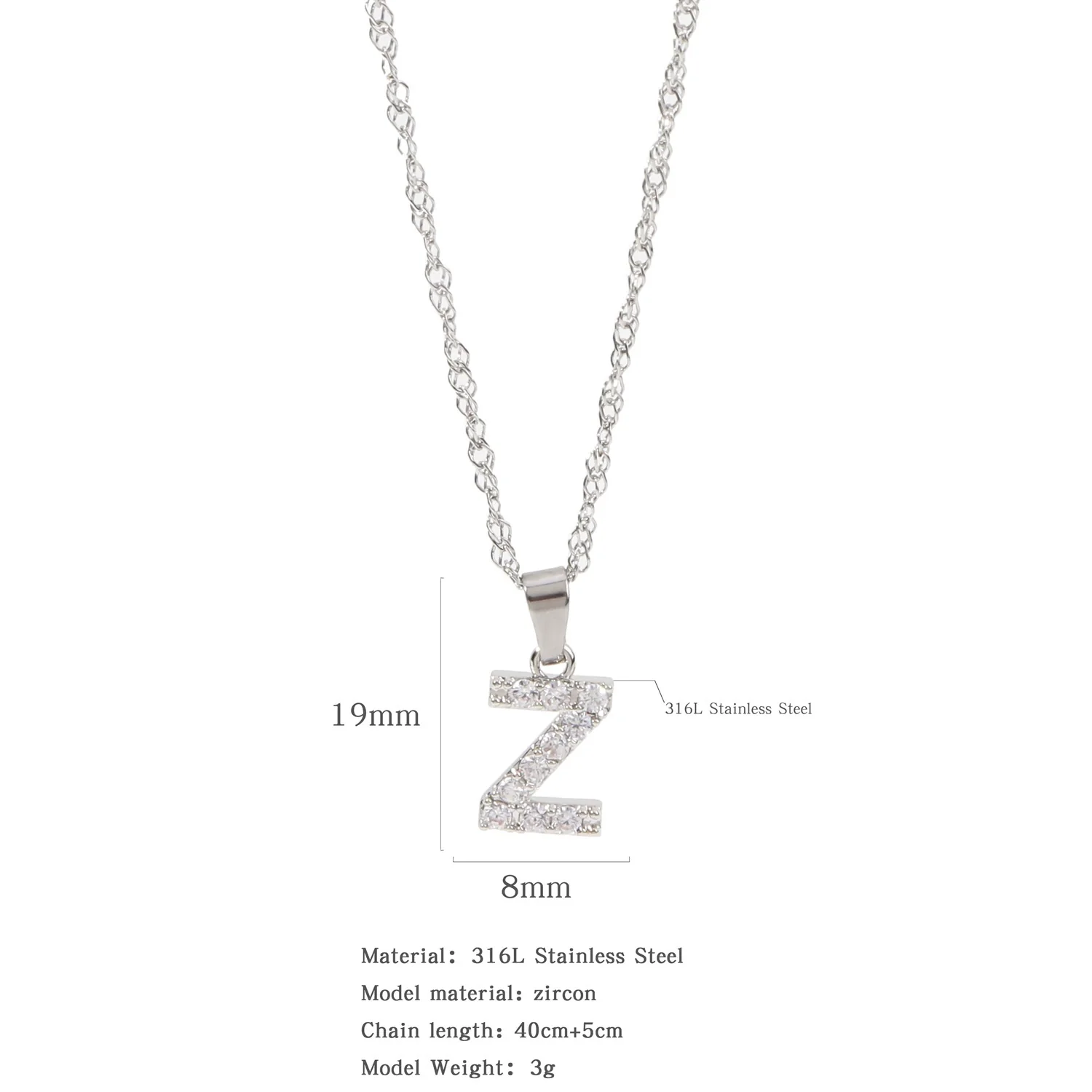 Wholesale Jewelry Retro Style Stainless Steel Water Wave Chain Pendant Necklace With English Letters And Constellation Pattern And Electroplating Design - Image 57