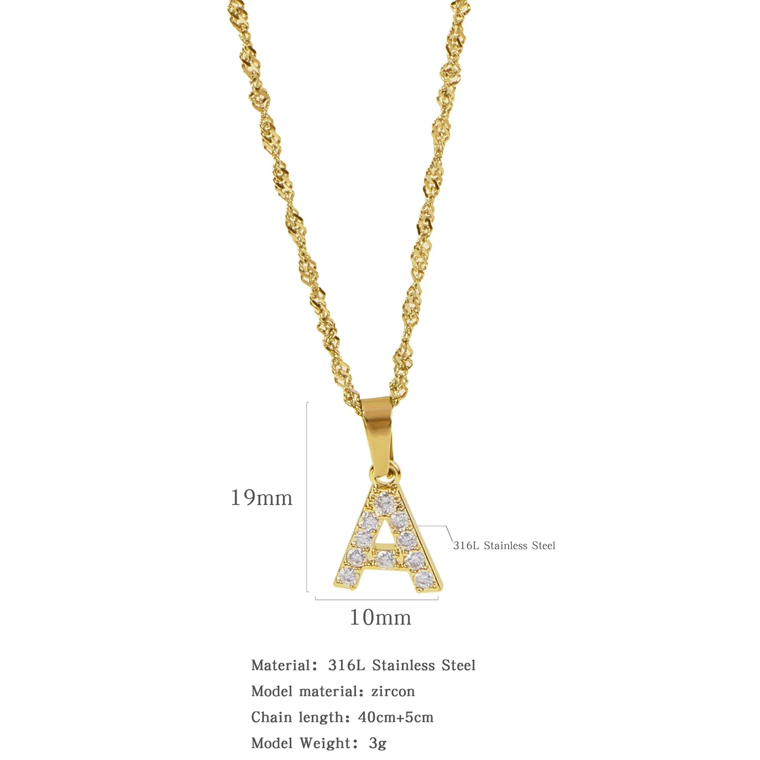 Wholesale Jewelry Retro Style Stainless Steel Water Wave Chain Pendant Necklace With English Letters And Constellation Pattern And Electroplating Design - Image 6