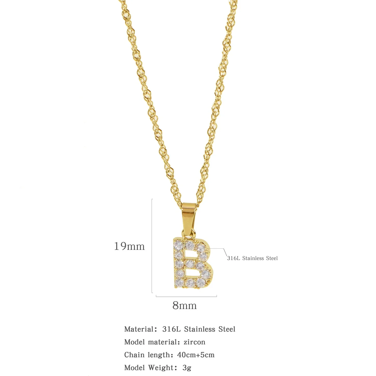 Wholesale Jewelry Retro Style Stainless Steel Water Wave Chain Pendant Necklace With English Letters And Constellation Pattern And Electroplating Design - Image 7