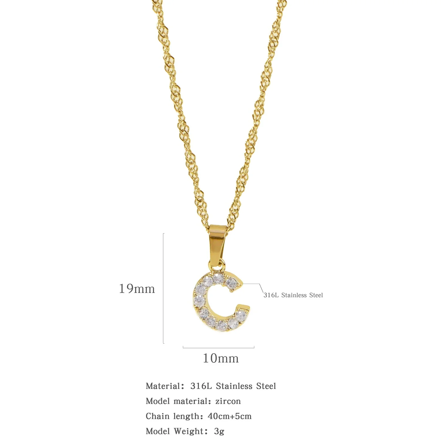 Wholesale Jewelry Retro Style Stainless Steel Water Wave Chain Pendant Necklace With English Letters And Constellation Pattern And Electroplating Design - Image 8