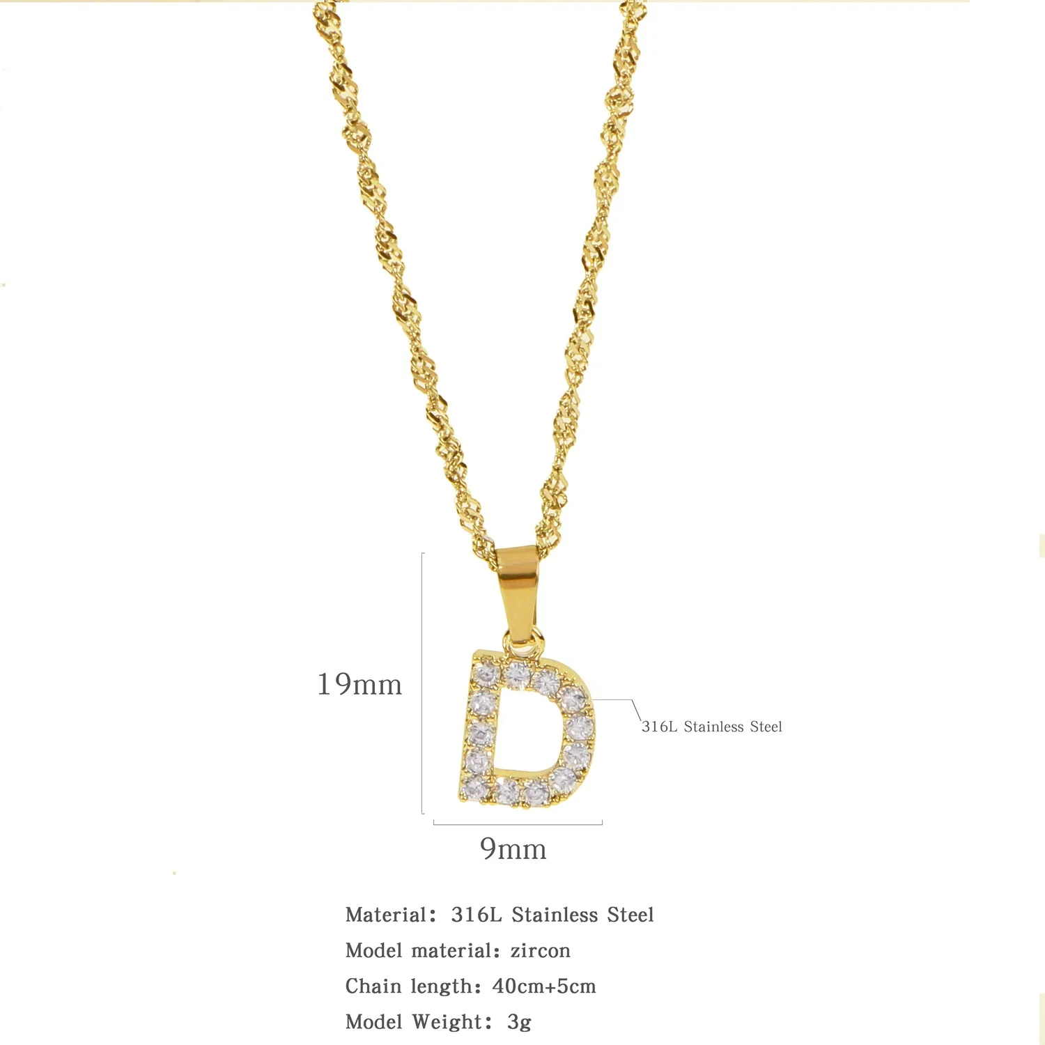 Wholesale Jewelry Retro Style Stainless Steel Water Wave Chain Pendant Necklace With English Letters And Constellation Pattern And Electroplating Design - Image 9