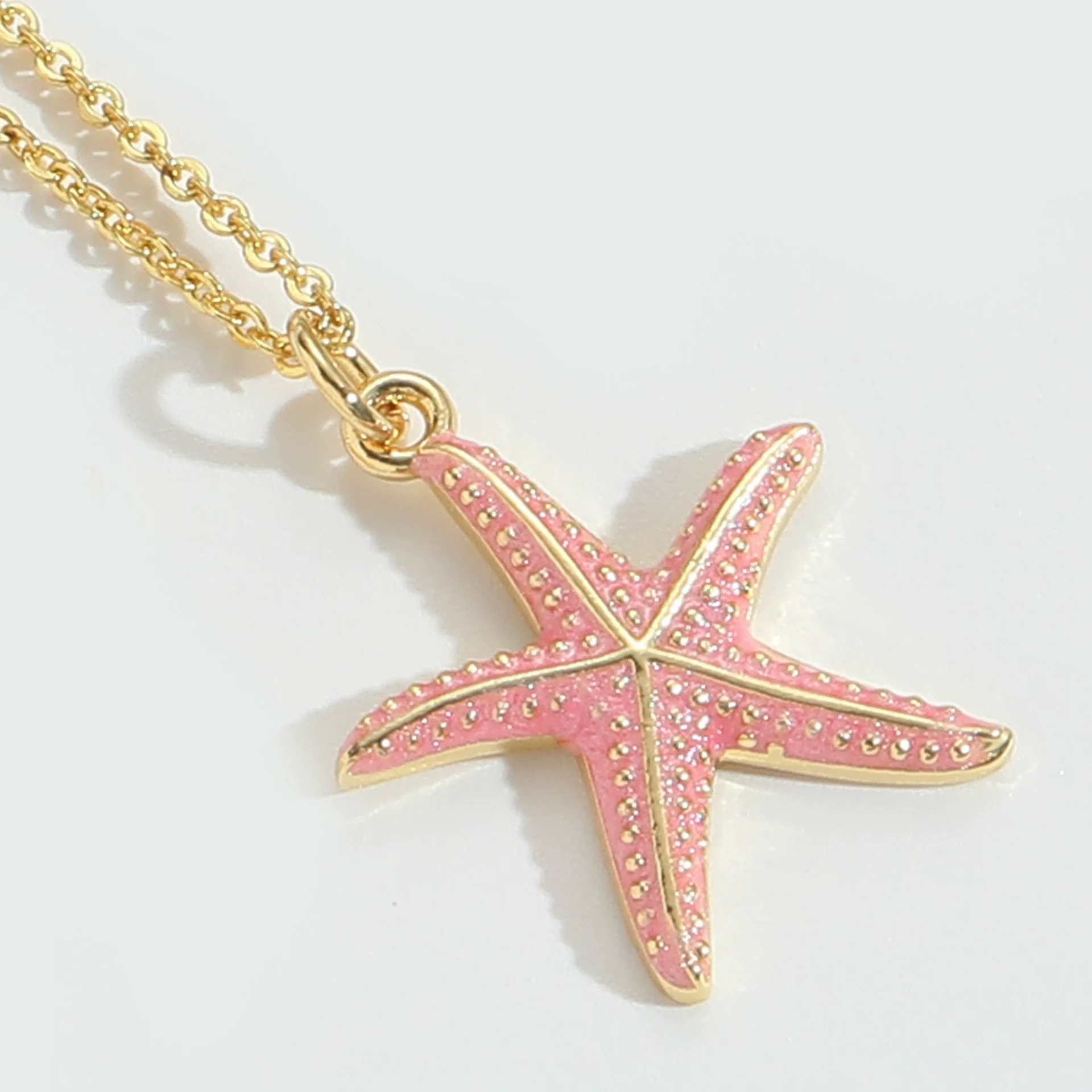 Wholesale Jewelry Retro Style Starfish Pendant Necklace Copper Electroplating Mixed Gemstone Setting O Chain For Women - Image 5