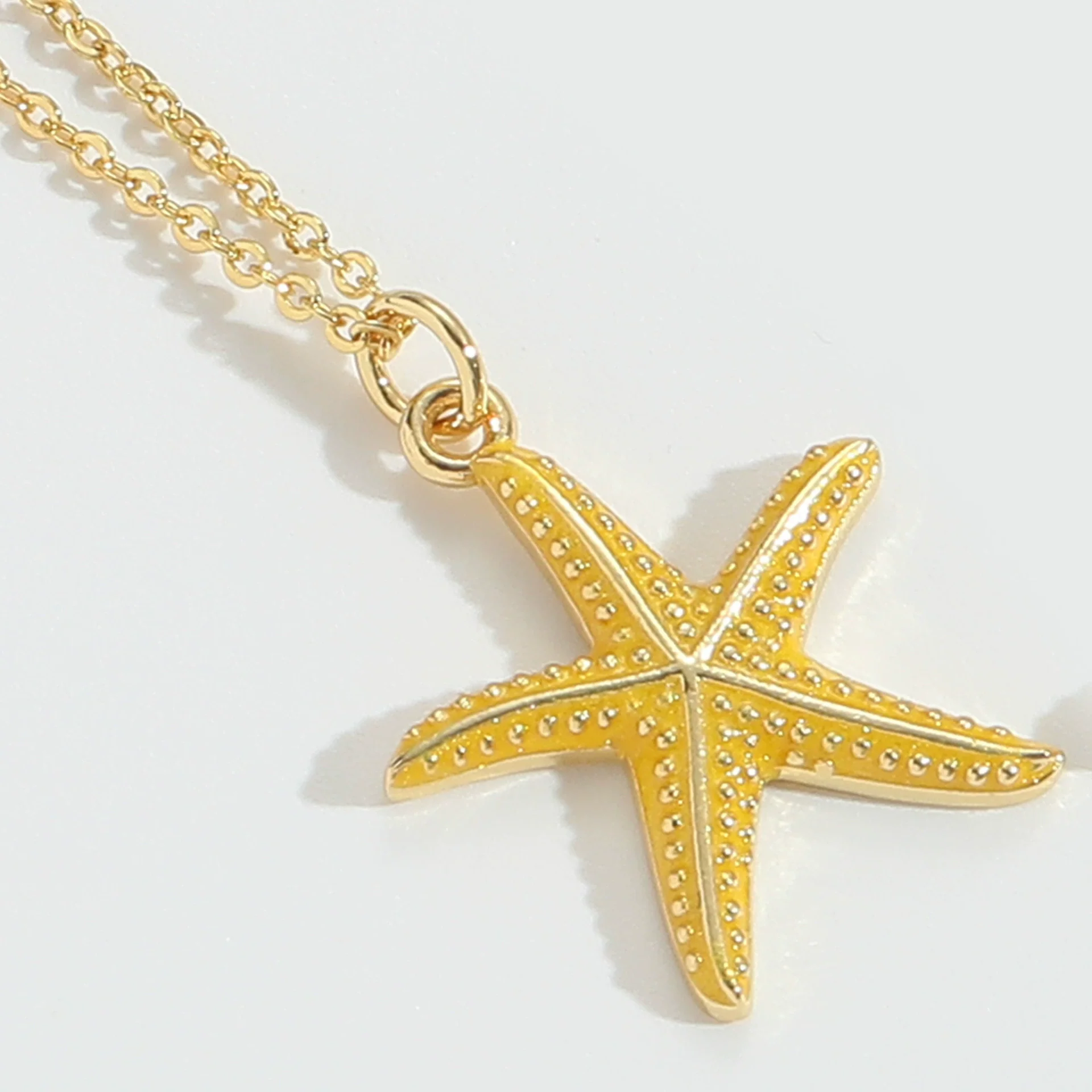 Wholesale Jewelry Retro Style Starfish Pendant Necklace Copper Electroplating Mixed Gemstone Setting O Chain For Women - Image 6