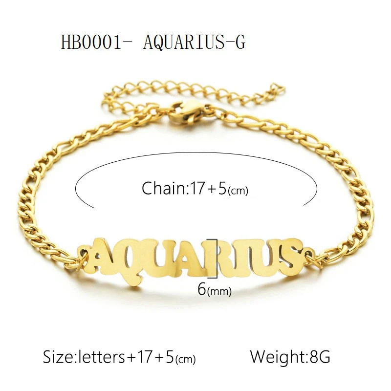 Wholesale Jewelry Retro Style Zodiac Bracelet Stainless Steel With Letters Numbers Text Electroplated - Image 6