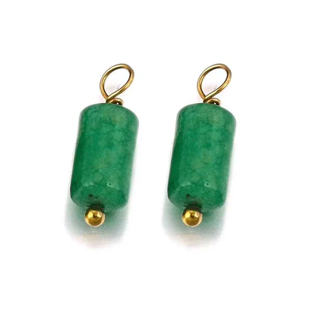 Wholesale Jewelry Retro Waterproof Stainless Steel With Natural Stone Cylindrical Pendant Electroplated Handmade Earrings Necklace Accessories - Image 11