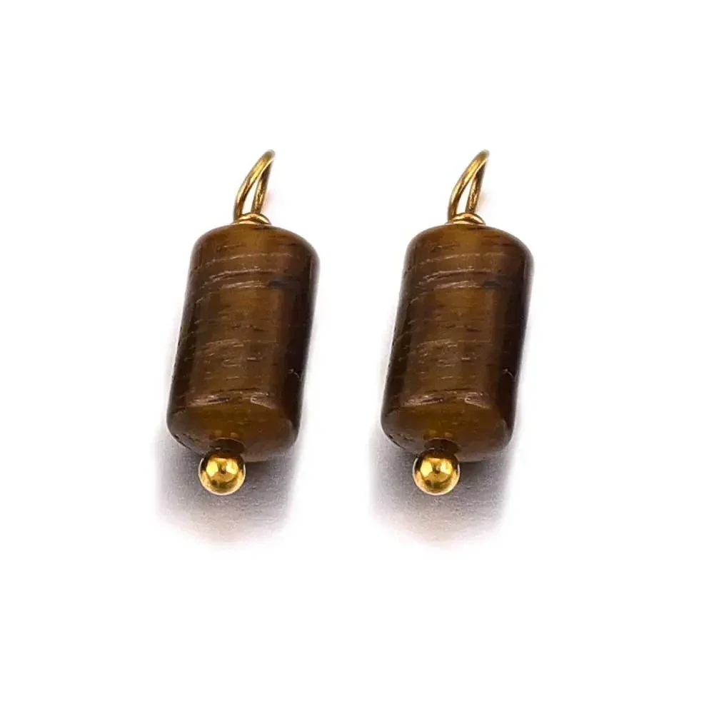 Wholesale Jewelry Retro Waterproof Stainless Steel With Natural Stone Cylindrical Pendant Electroplated Handmade Earrings Necklace Accessories - Image 12