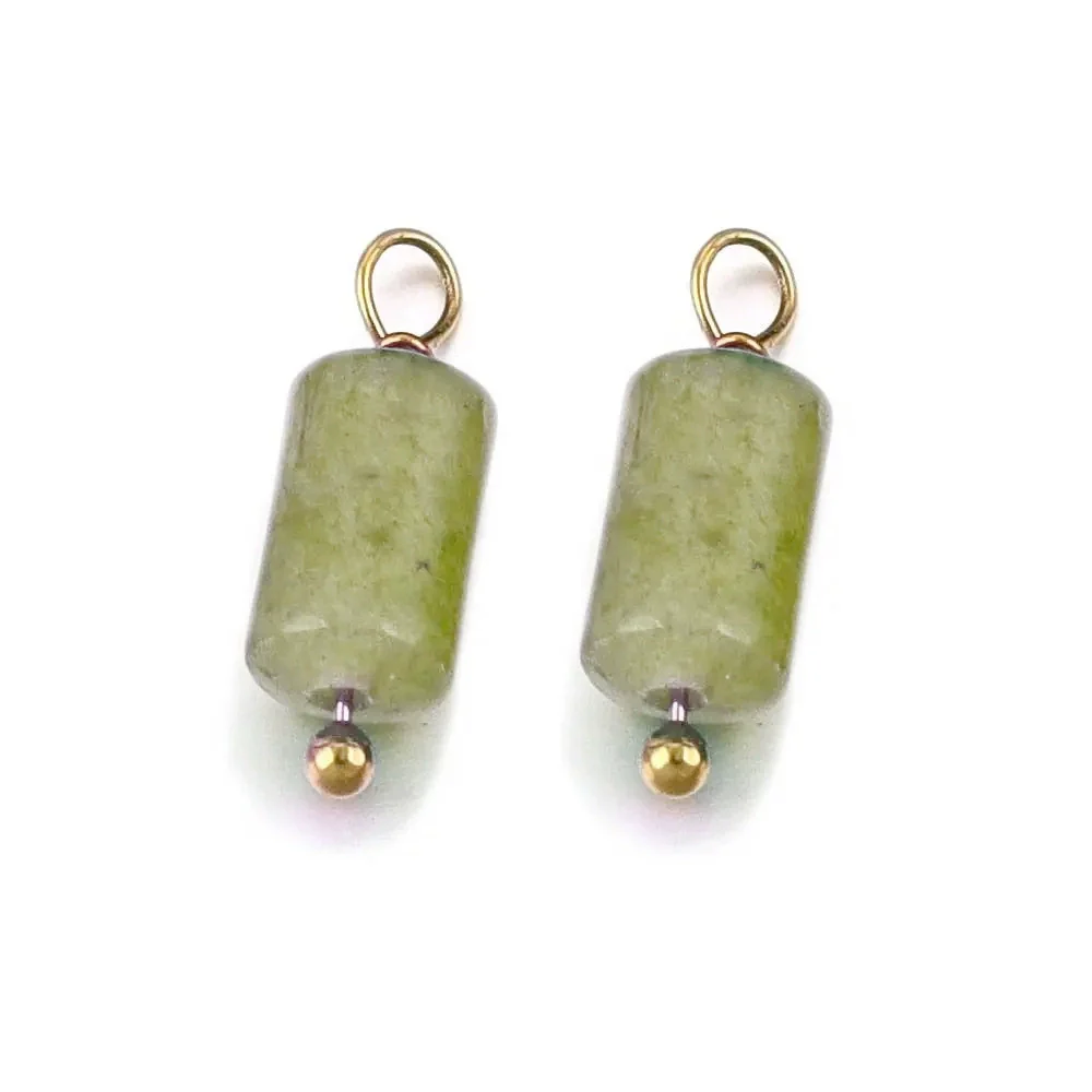 Wholesale Jewelry Retro Waterproof Stainless Steel With Natural Stone Cylindrical Pendant Electroplated Handmade Earrings Necklace Accessories - Image 8