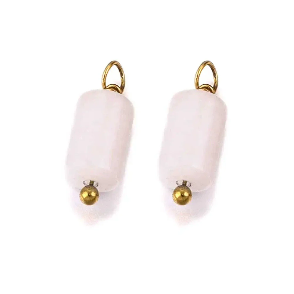 Wholesale Jewelry Retro Waterproof Stainless Steel With Natural Stone Cylindrical Pendant Electroplated Handmade Earrings Necklace Accessories - Image 9