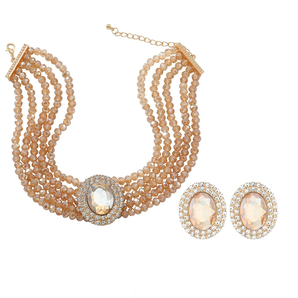 Wholesale Jewelry Rhinestone Geometric Earrings And Necklaces - Image 10