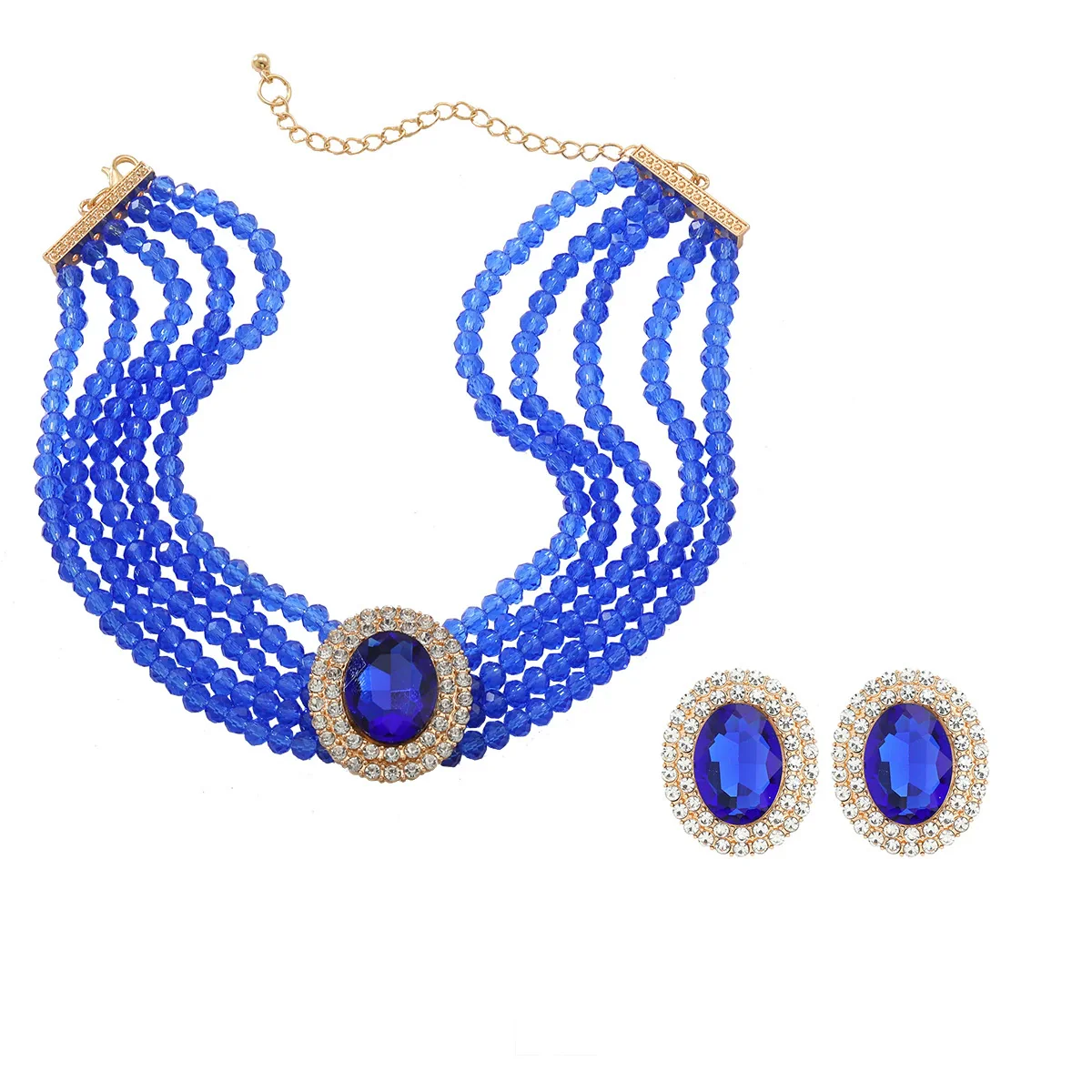 Wholesale Jewelry Rhinestone Geometric Earrings And Necklaces - Image 5