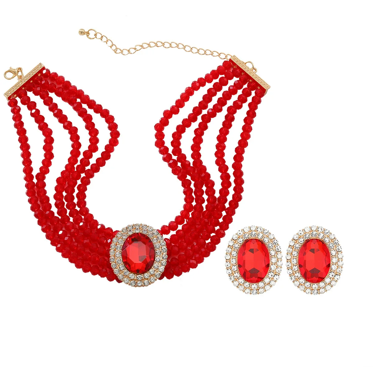 Wholesale Jewelry Rhinestone Geometric Earrings And Necklaces - Image 7