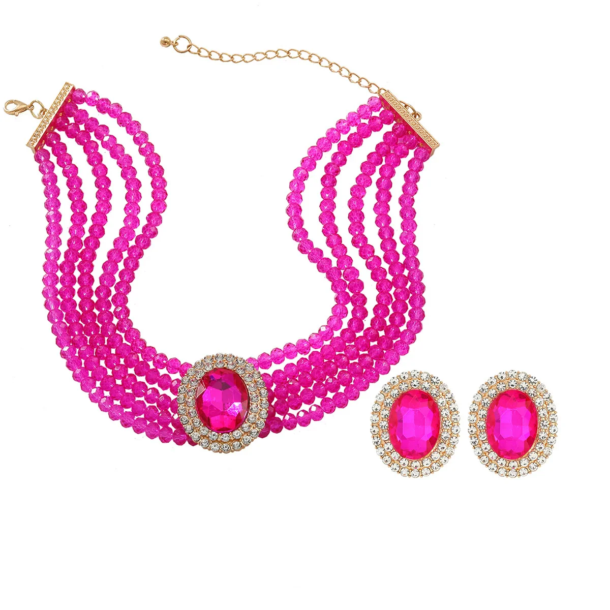 Wholesale Jewelry Rhinestone Geometric Earrings And Necklaces - Image 8