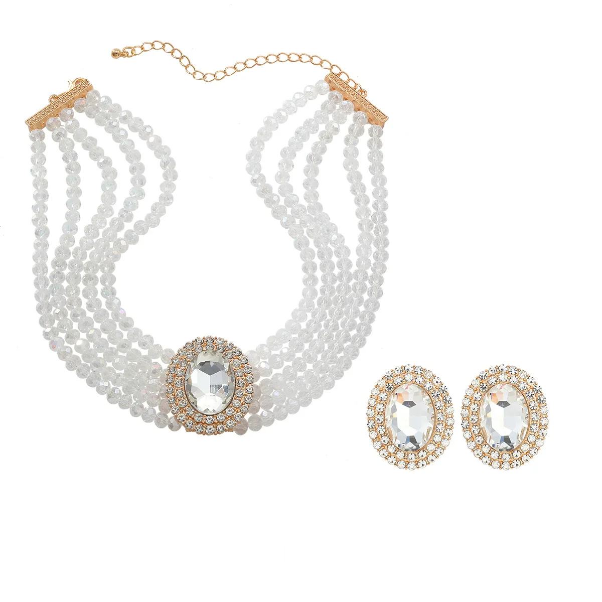 Wholesale Jewelry Rhinestone Geometric Earrings And Necklaces - Image 9