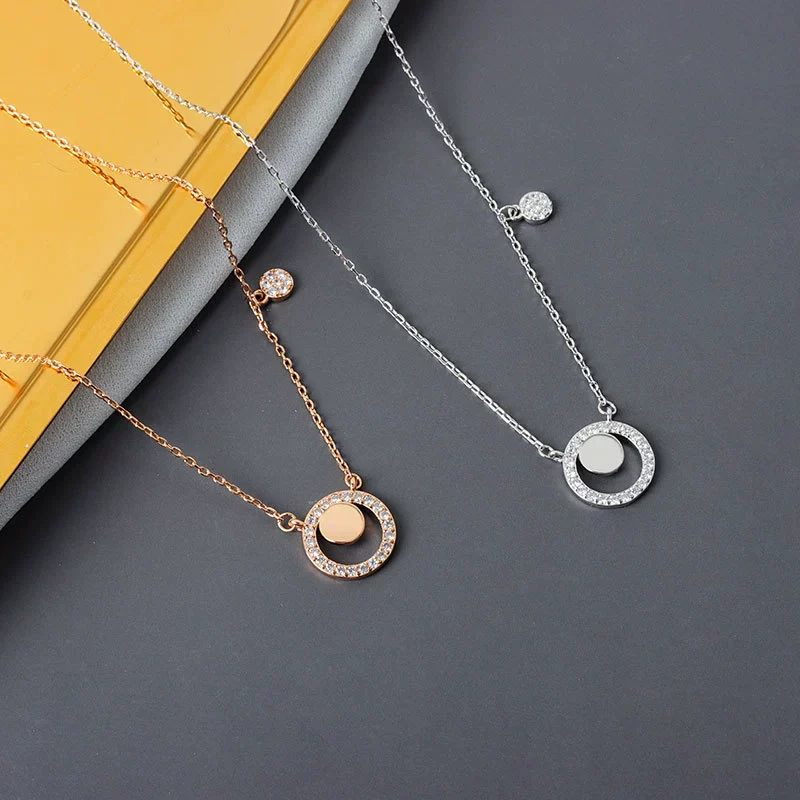 Wholesale Jewelry S925 Sterling Silver Geometric Cross Chain Ring Necklace For Women