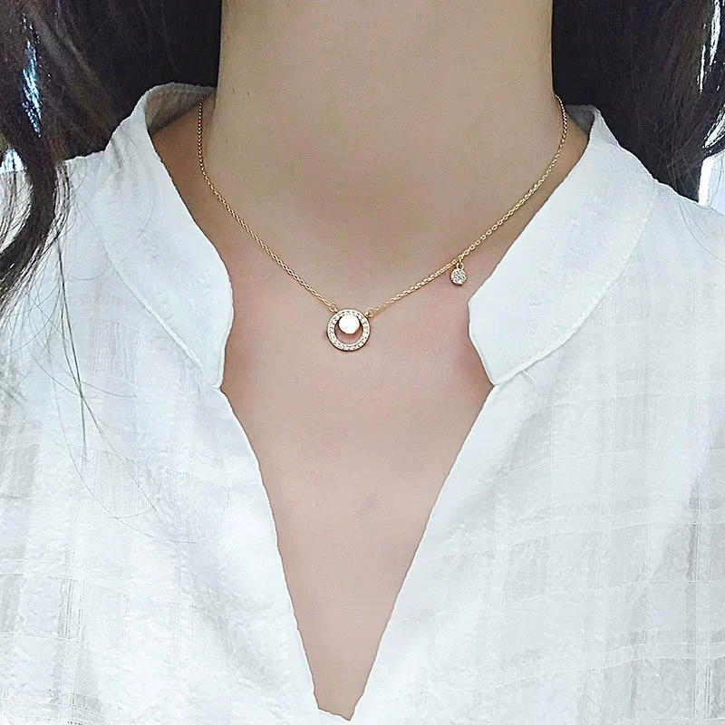 Wholesale Jewelry S925 Sterling Silver Geometric Cross Chain Ring Necklace For Women - Image 4