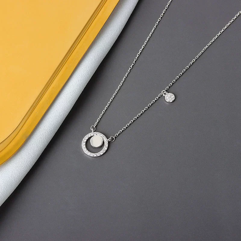 Wholesale Jewelry S925 Sterling Silver Geometric Cross Chain Ring Necklace For Women - Image 6