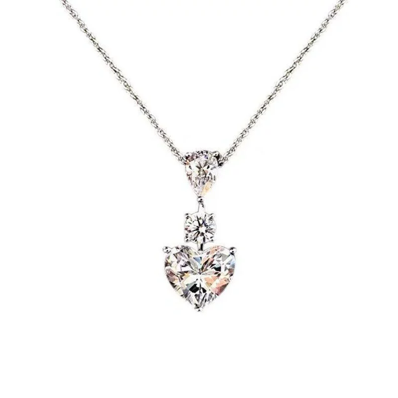Wholesale Jewelry Set Copper Heartshaped With Zircon And Mixed Gem Inlay For Women Love Pattern - Image 3