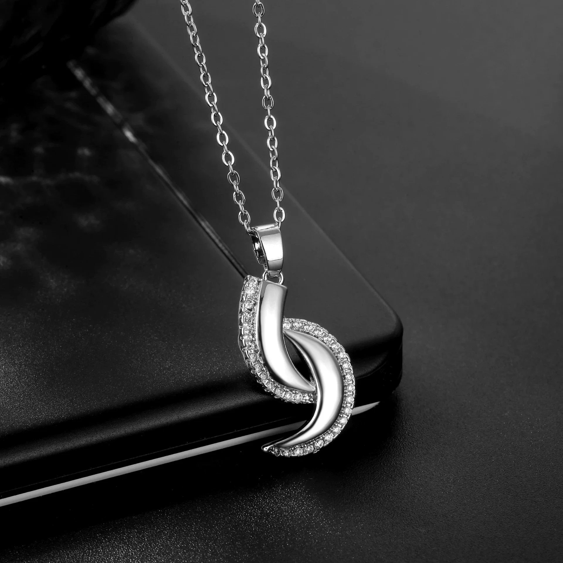 Wholesale Jewelry Set Copper Ochain Earrings And Necklace With Artificial Zircon Pendants And Geometric Pattern Simple Style Unisex And Women's - Image 4