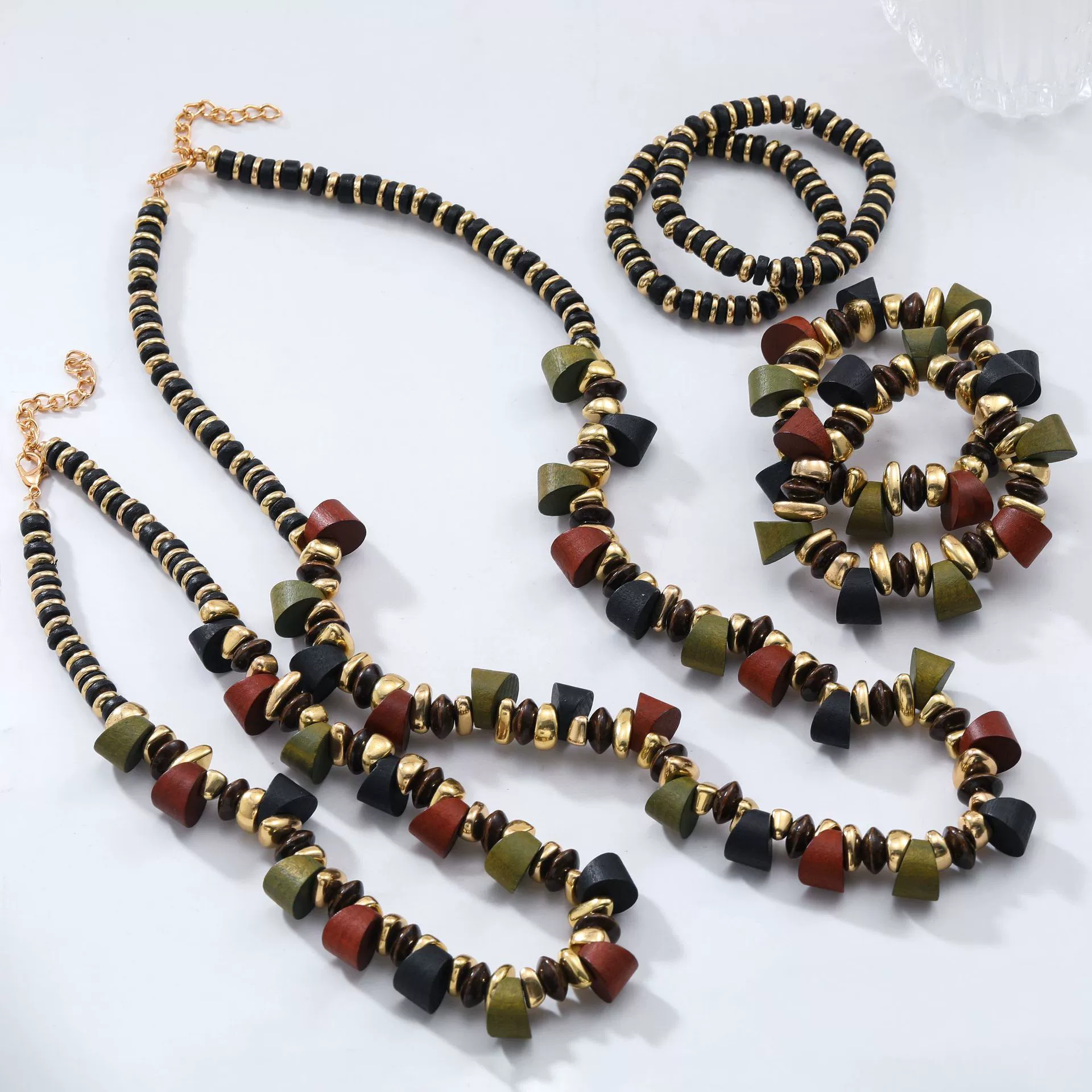 Wholesale Jewelry Set Frosted Resin Mixed Gemstone Setting Heart Water Drop Bell Shaped Electroplated Handwoven - Image 4