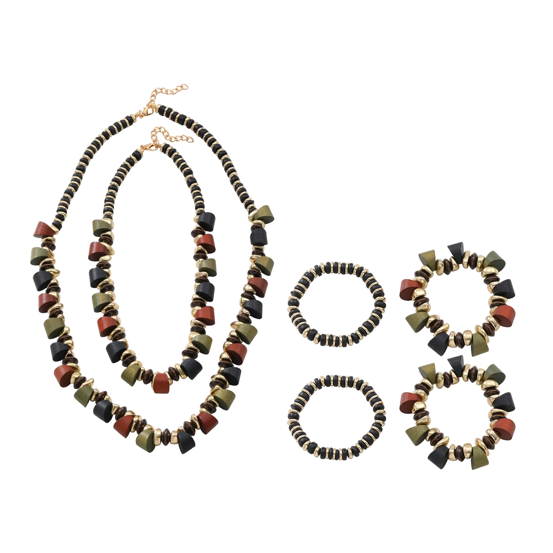 Wholesale Jewelry Set Frosted Resin Mixed Gemstone Setting Heart Water Drop Bell Shaped Electroplated Handwoven - Image 5