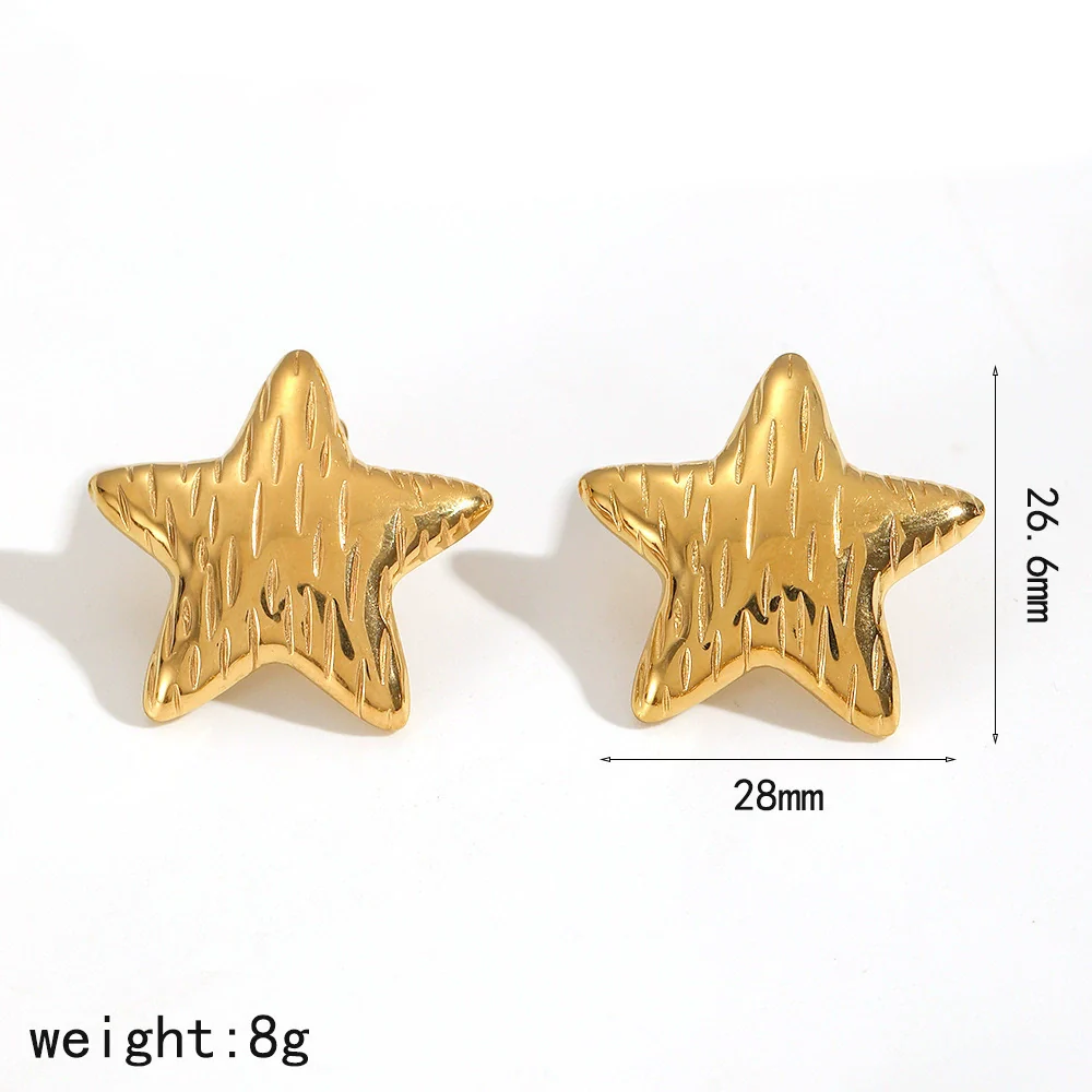 Wholesale Jewelry Set Stainless Steel Electroplated Fivepointed Star Earrings And Ring For Women - Image 4
