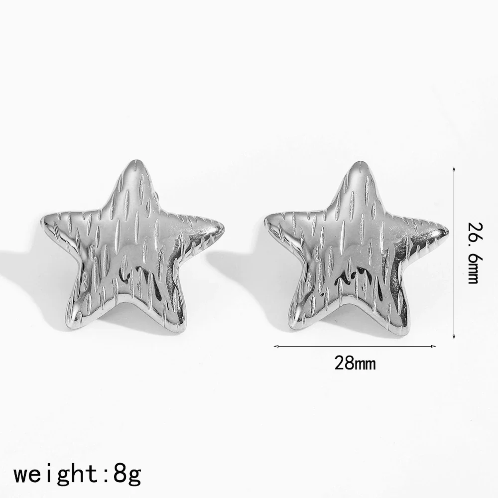 Wholesale Jewelry Set Stainless Steel Electroplated Fivepointed Star Earrings And Ring For Women - Image 9